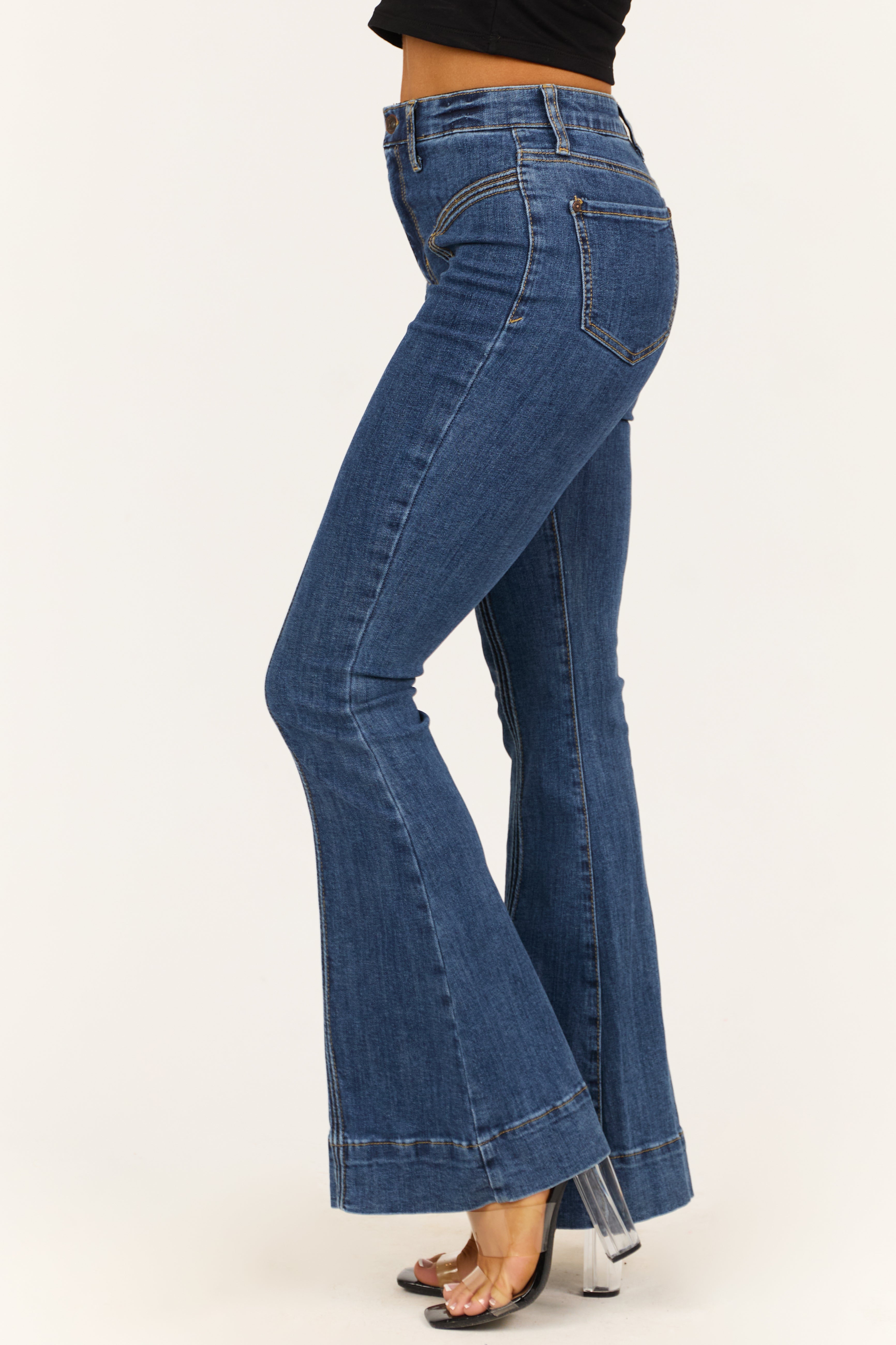 Special A Dark Wash High Rise Flare Jeans-Newayad