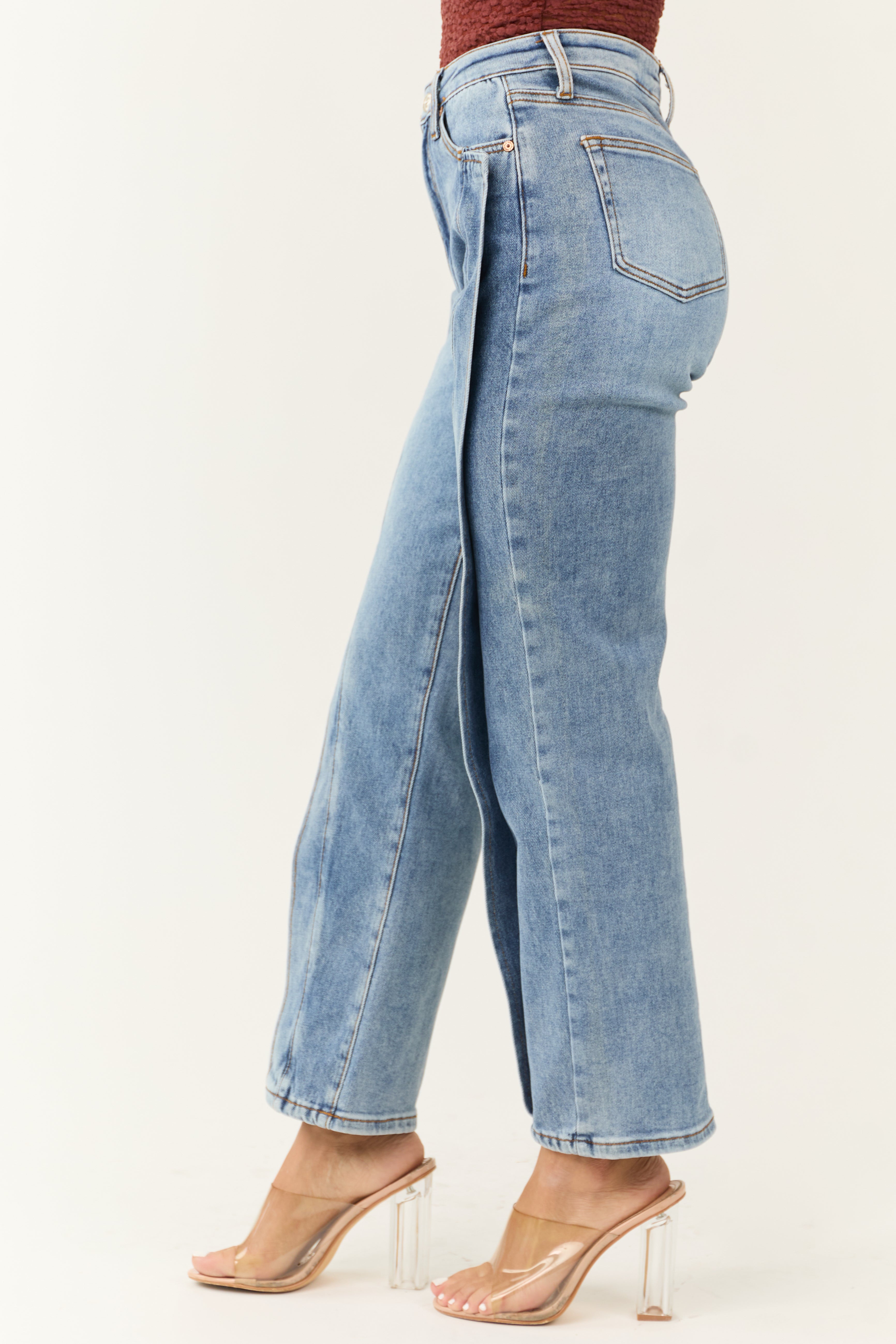 Special A Medium Wash High Rise Straight Jeans-Newayad