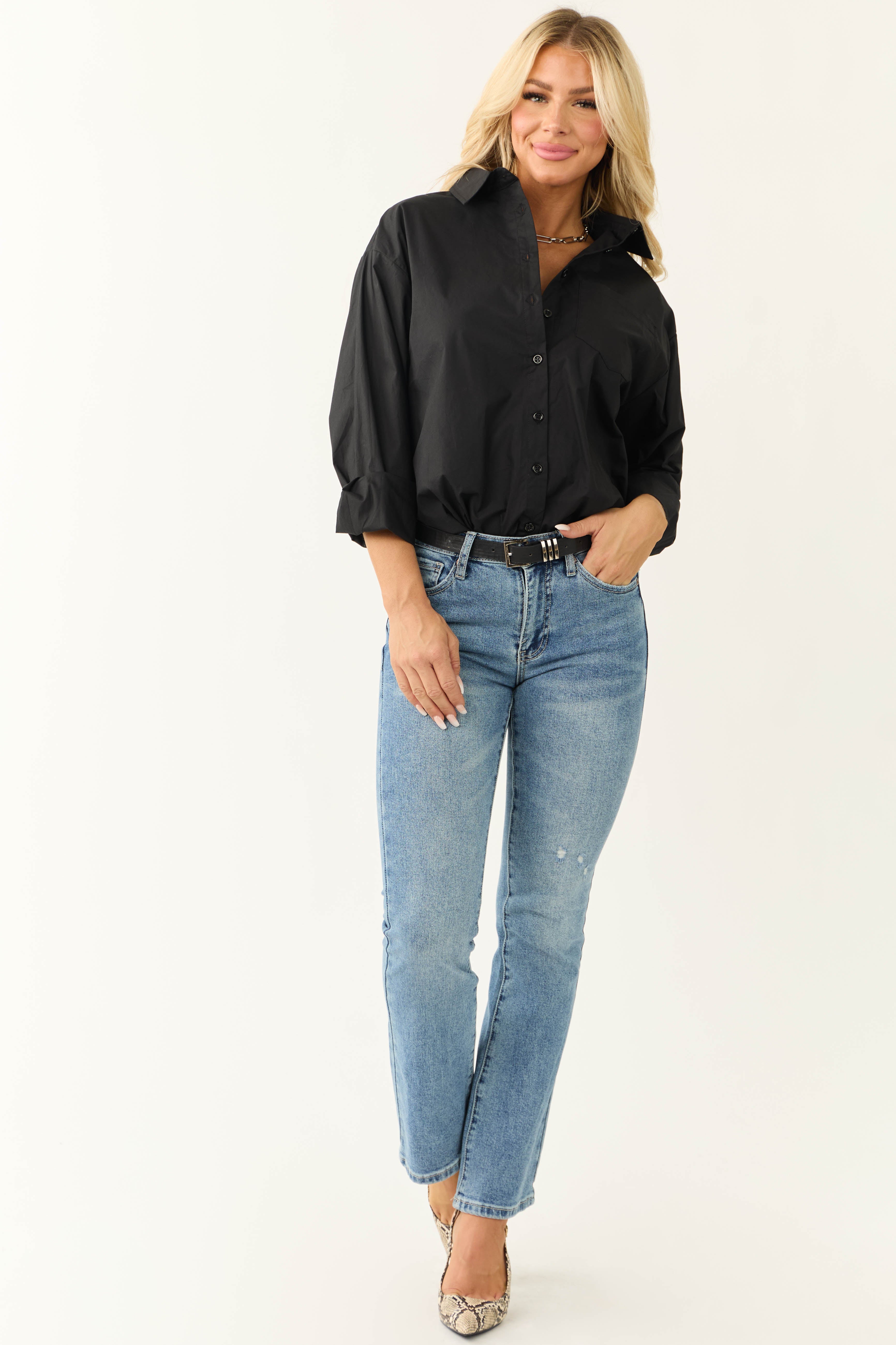 Special A Medium Wash Skinny Bootcut Jeans-Newayad