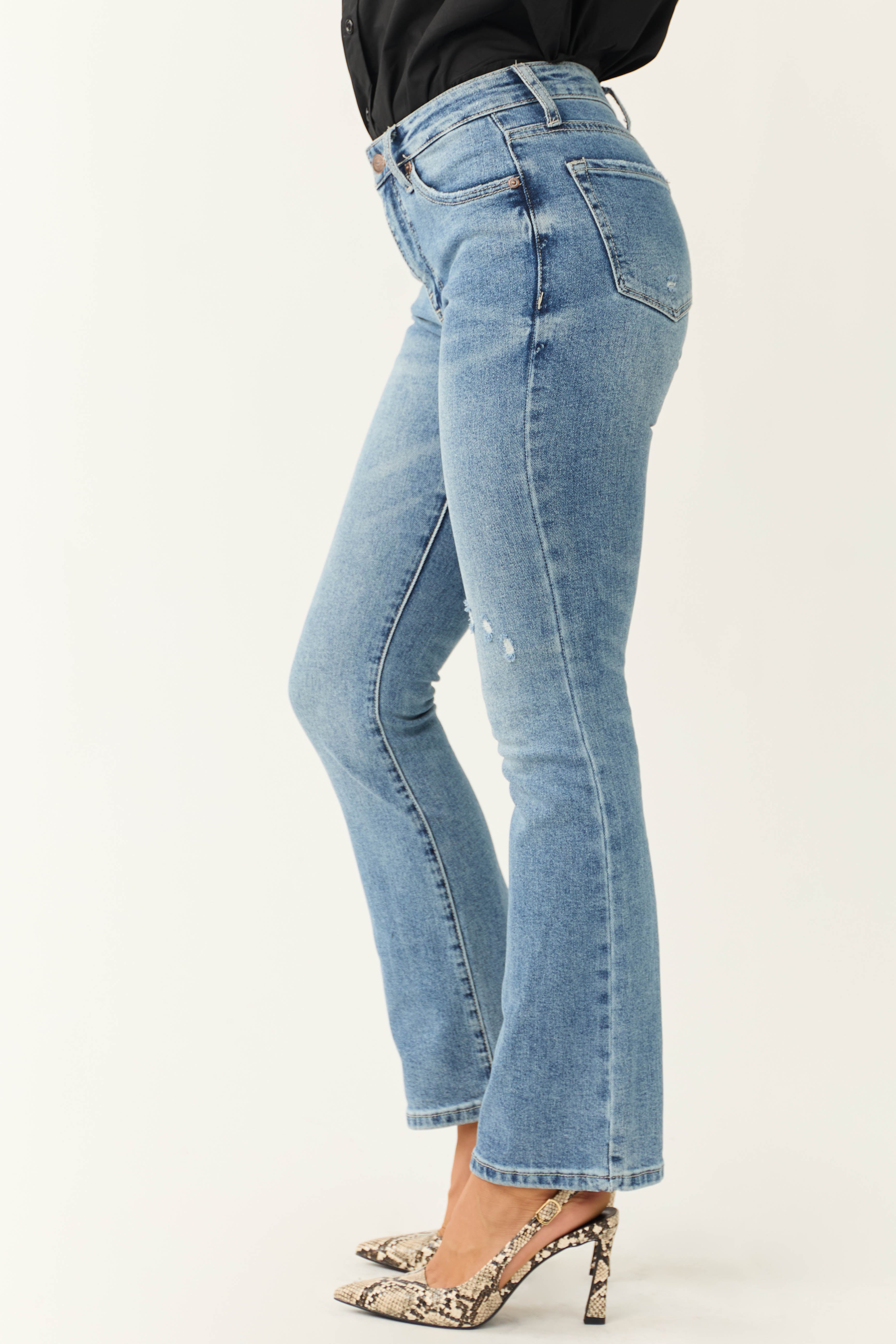 Special A Medium Wash Skinny Bootcut Jeans-Newayad