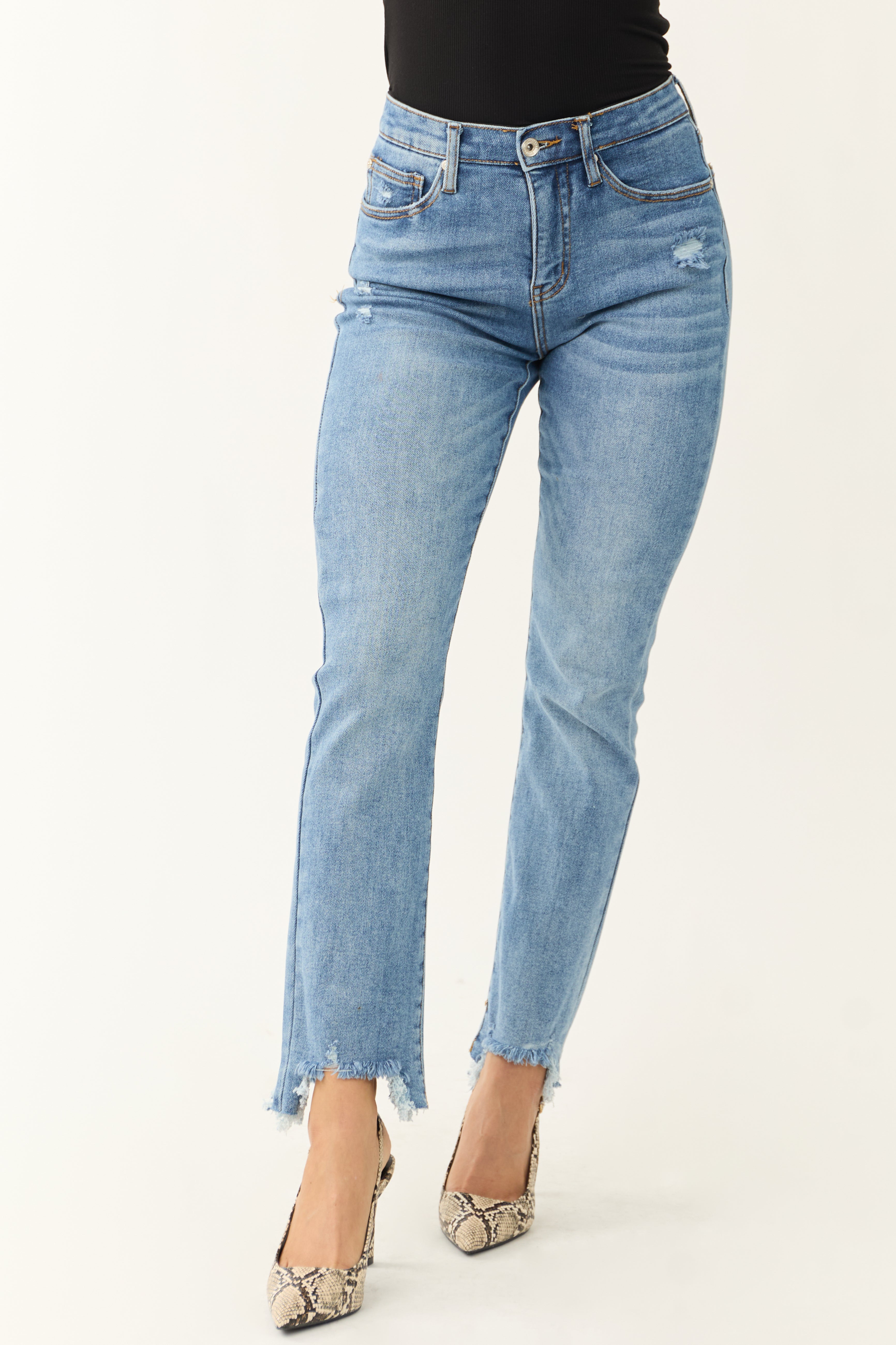 Special A Medium Wash Tummy Control Straight Jeans-Newayad