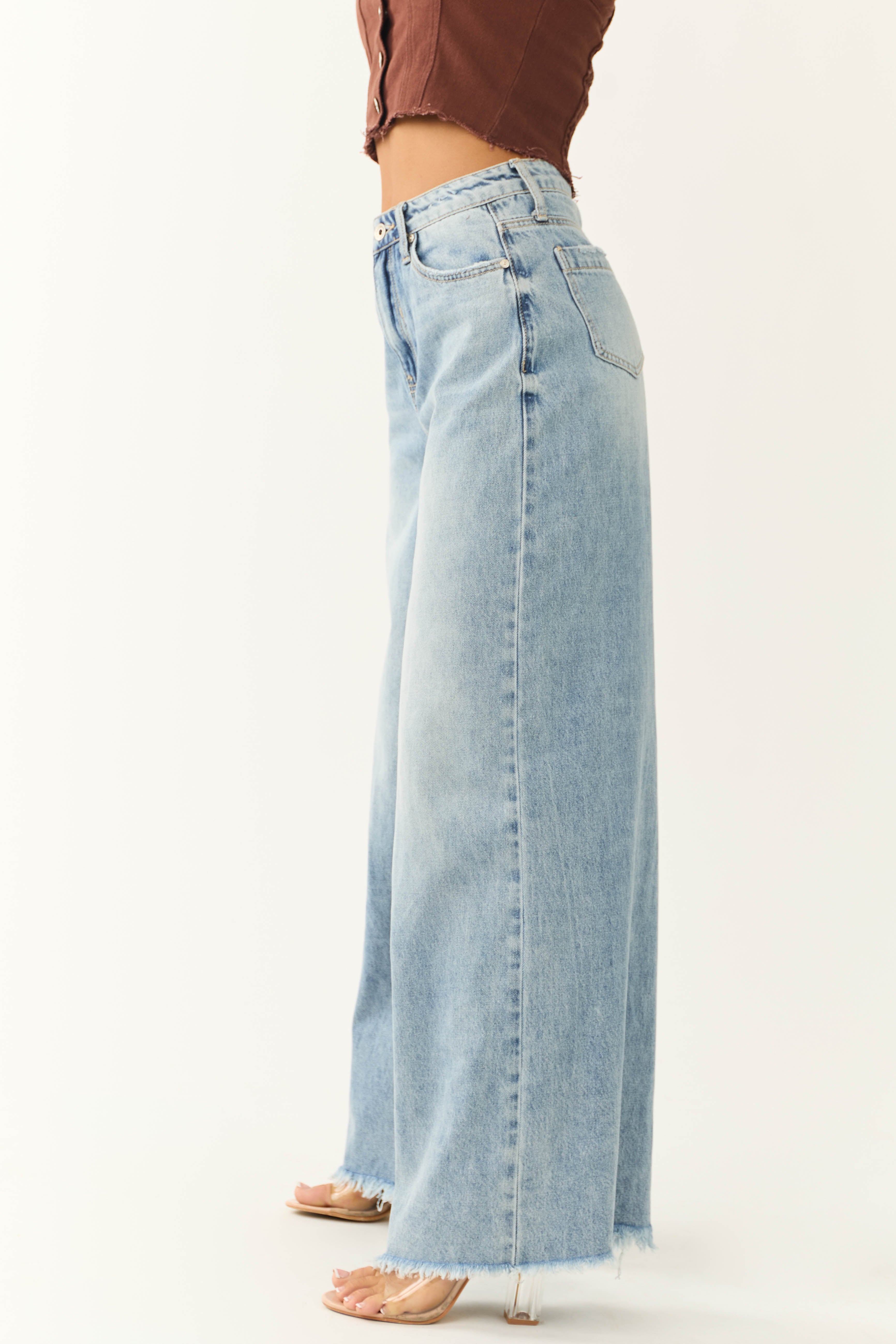 Special A Medium Wash Wide Leg Jeans-Newayad