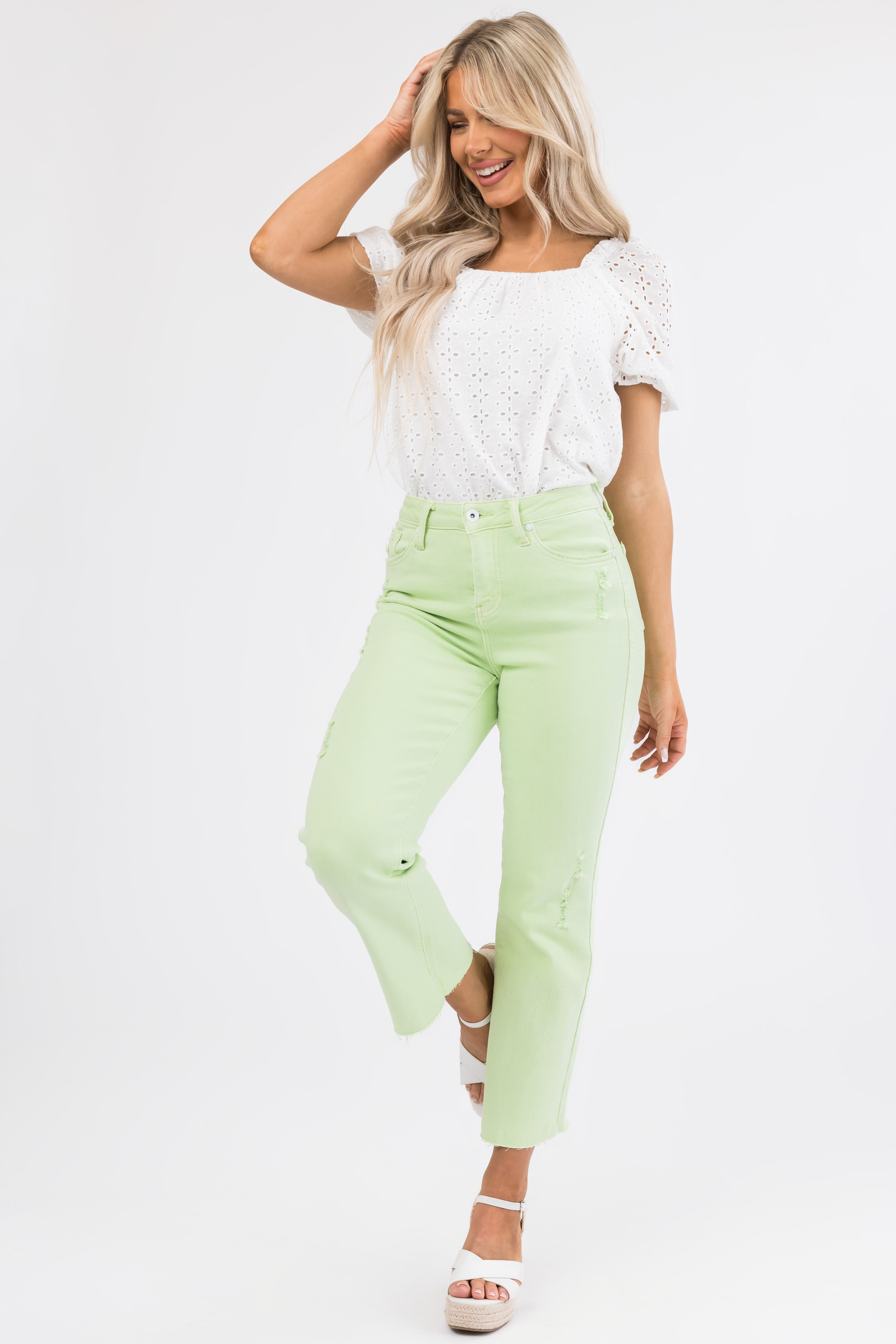 Special A Mint High Rise Straight Leg Jeans-Newayad