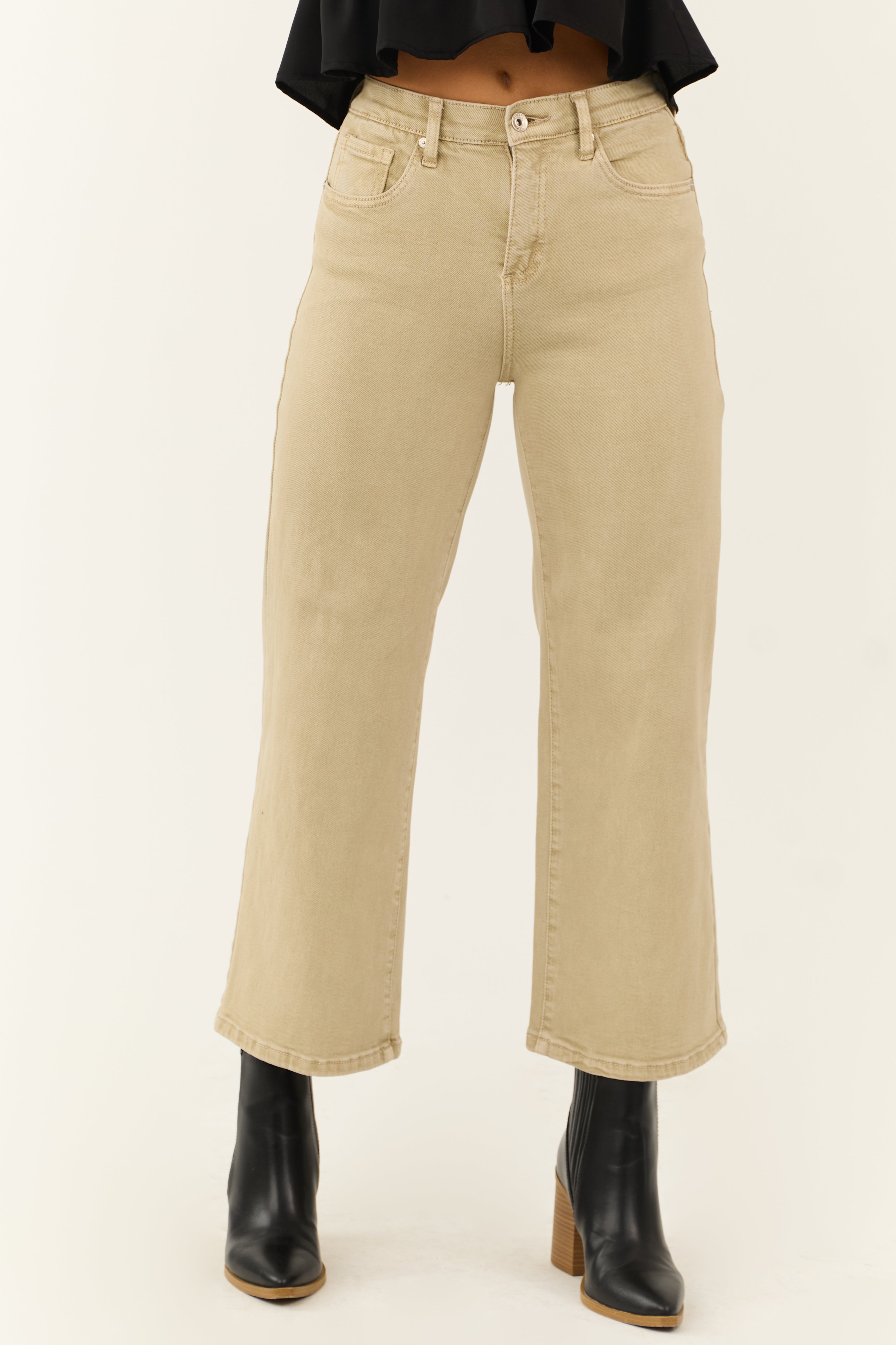 Special A Sand Tummy Control Wide Leg Jeans-Newayad