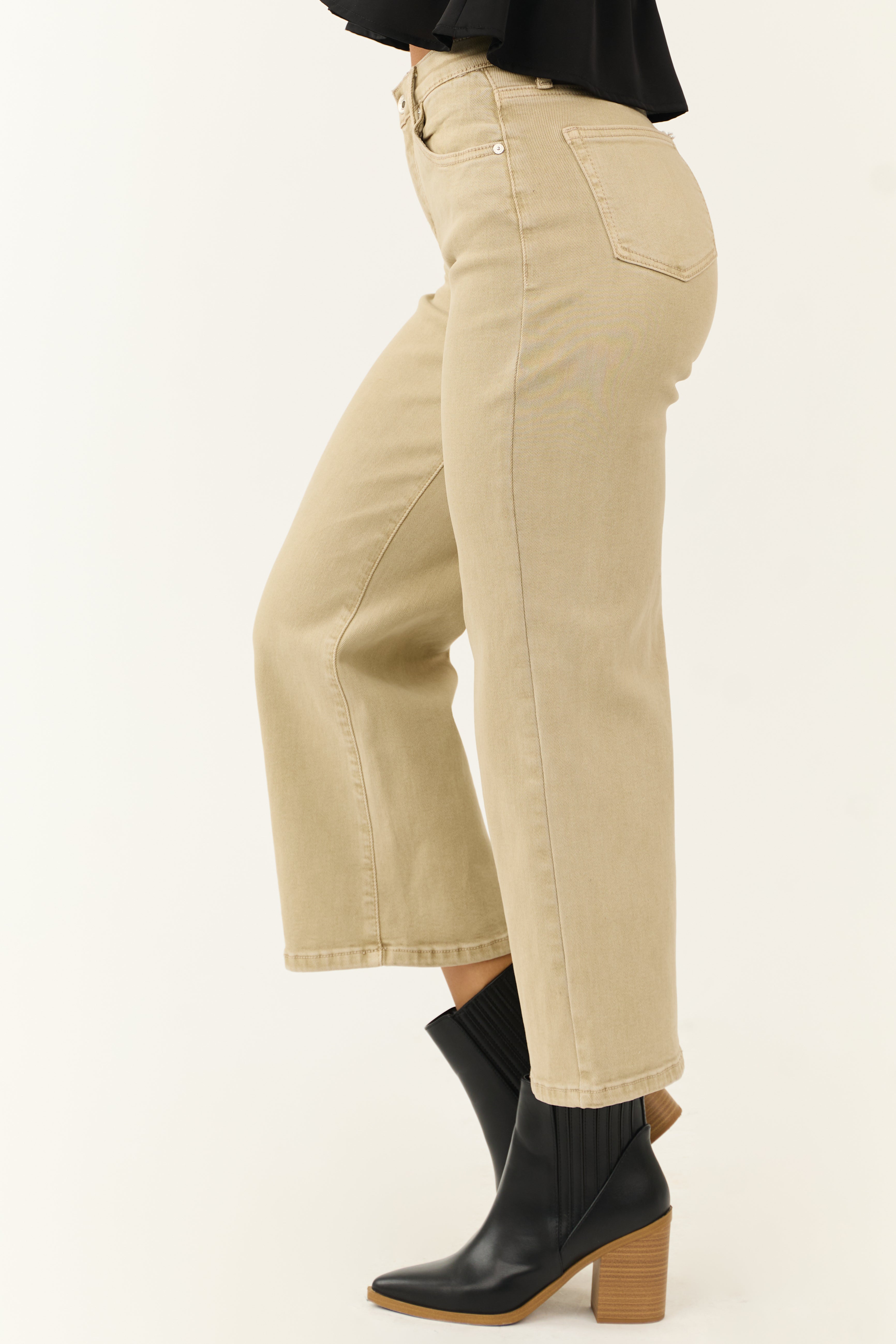 Special A Sand Tummy Control Wide Leg Jeans-Newayad