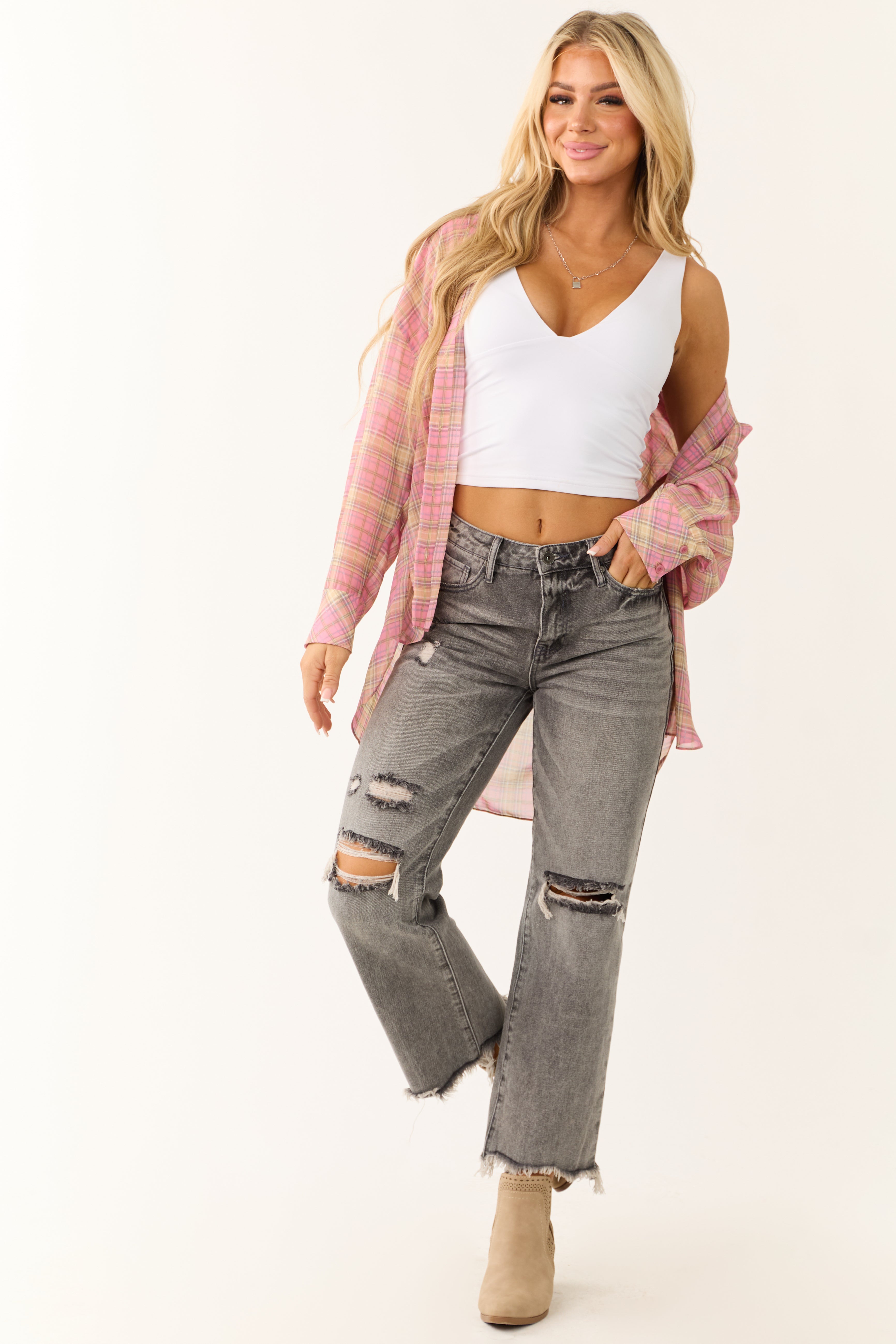 Special A Steel Distressed High Rise Mom Jeans-Newayad