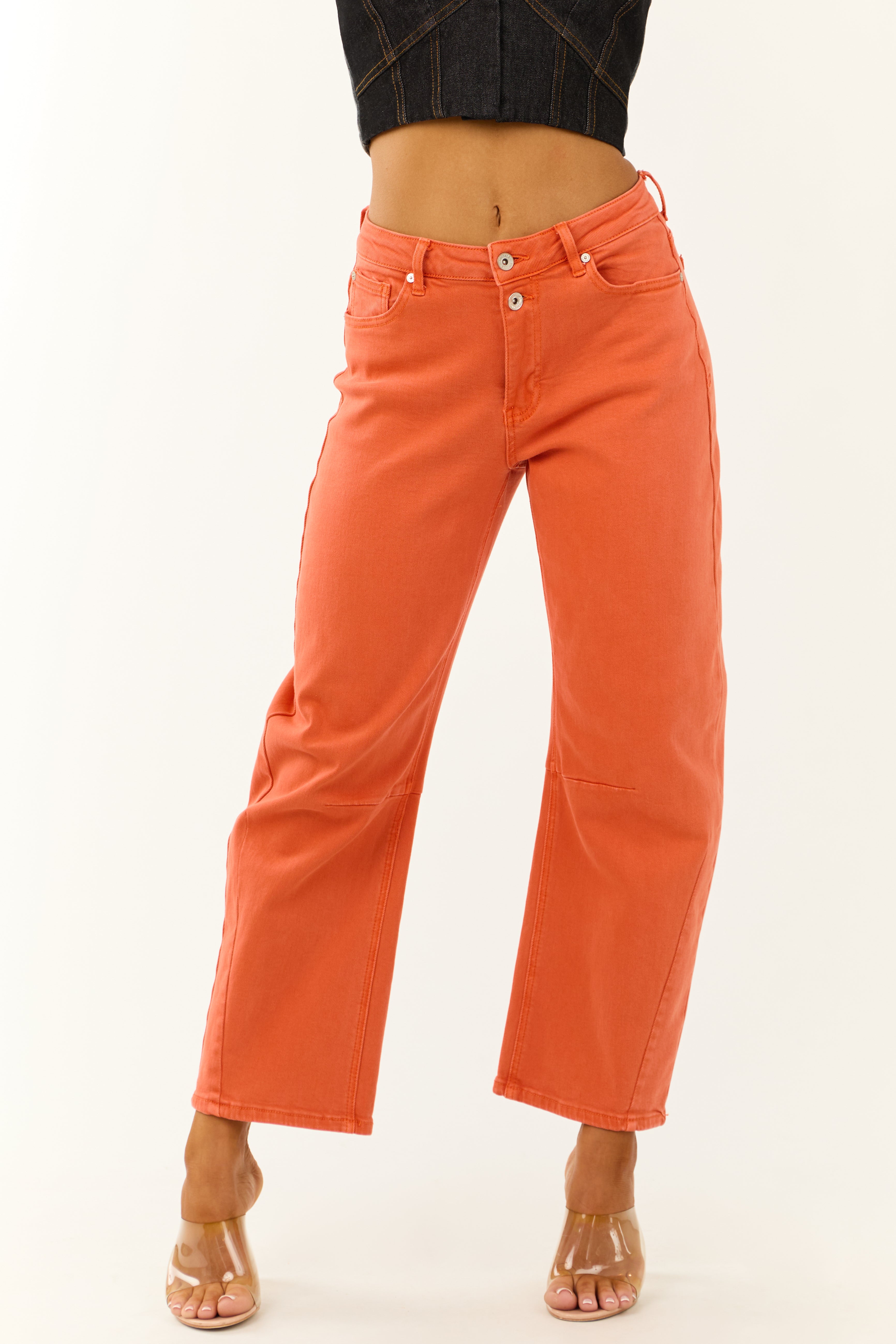 Special A Terracotta Wide Leg Barrel Jeans-Newayad