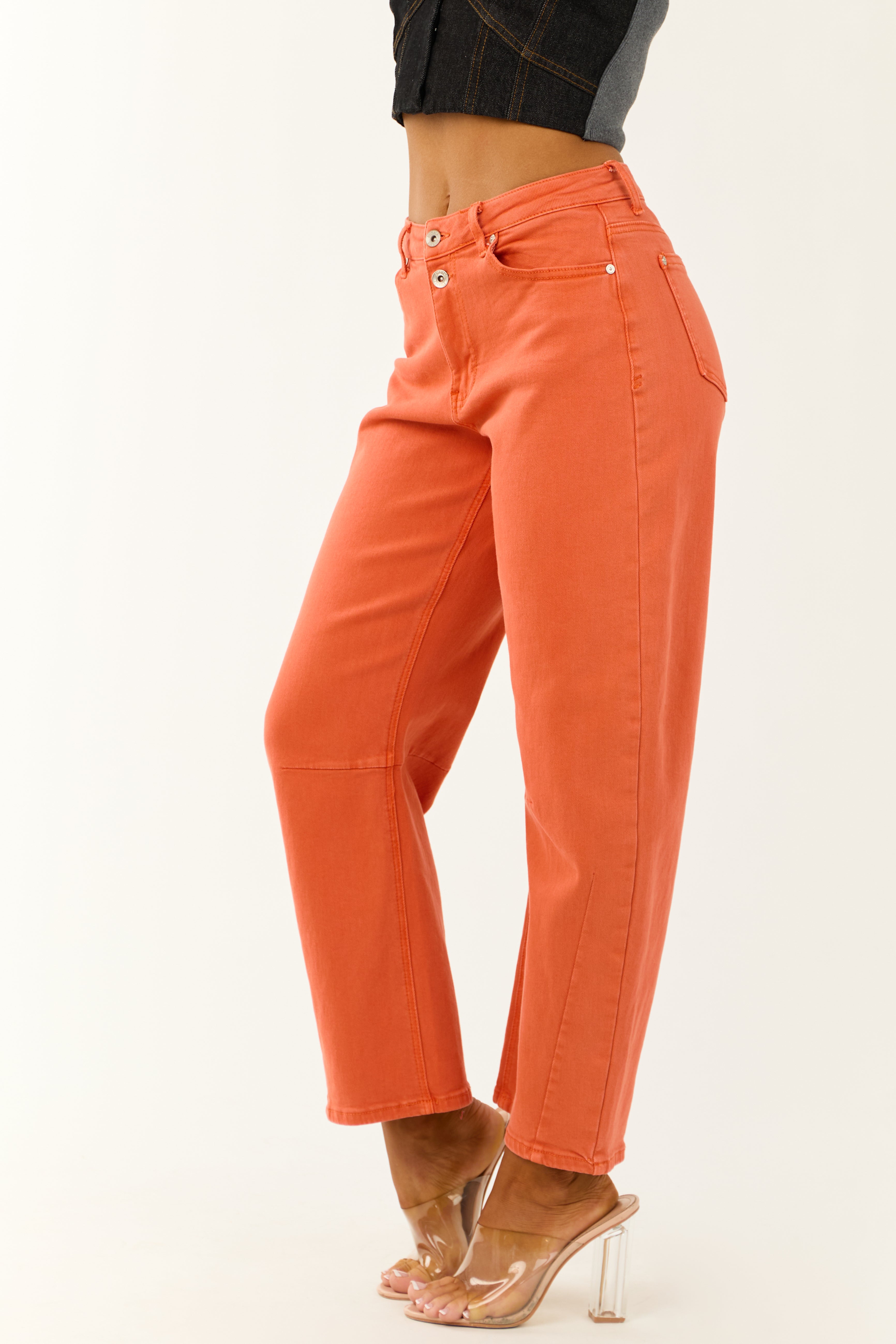 Special A Terracotta Wide Leg Barrel Jeans-Newayad