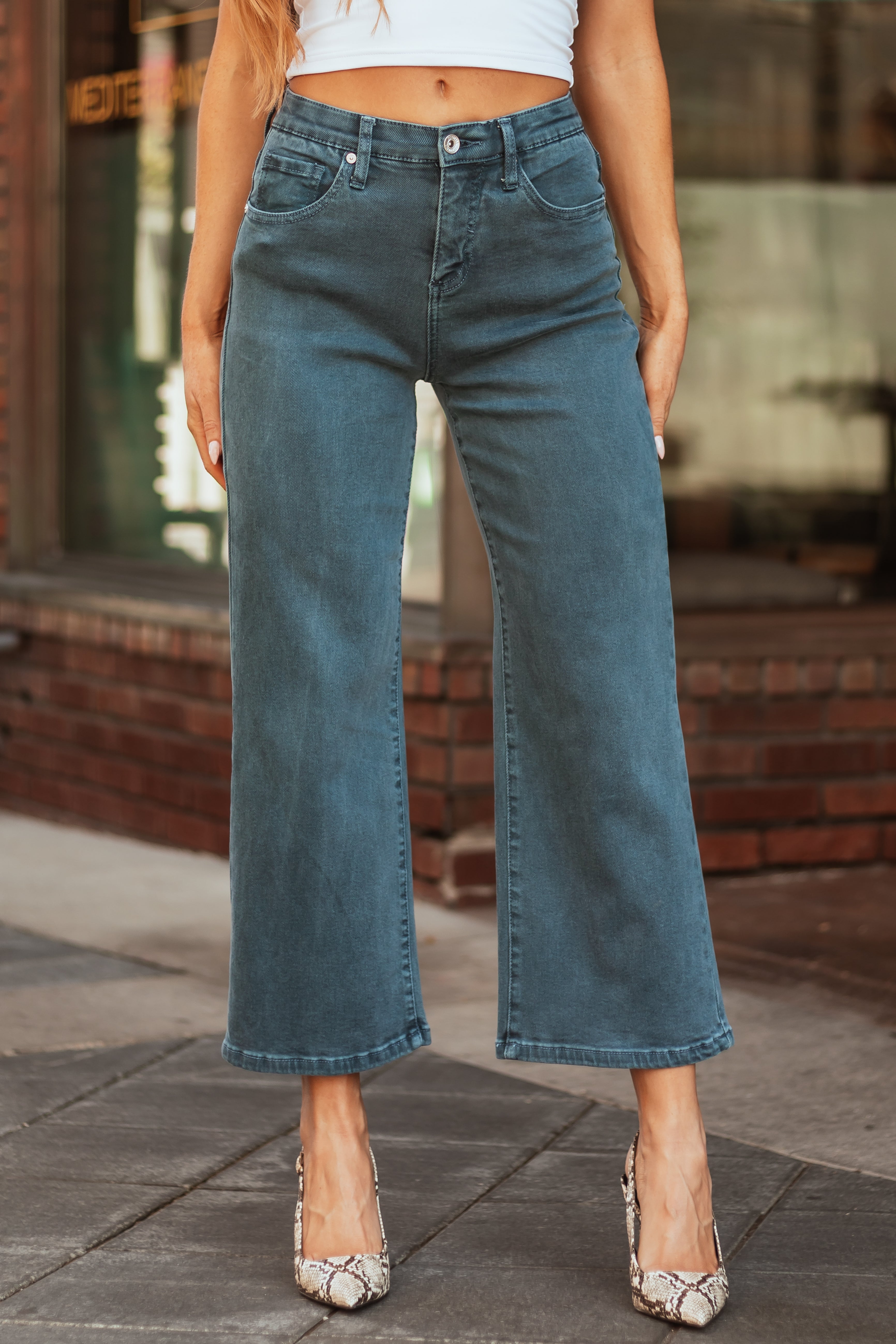 Special A Ocean Tummy Control Wide Leg Jeans-Newayad