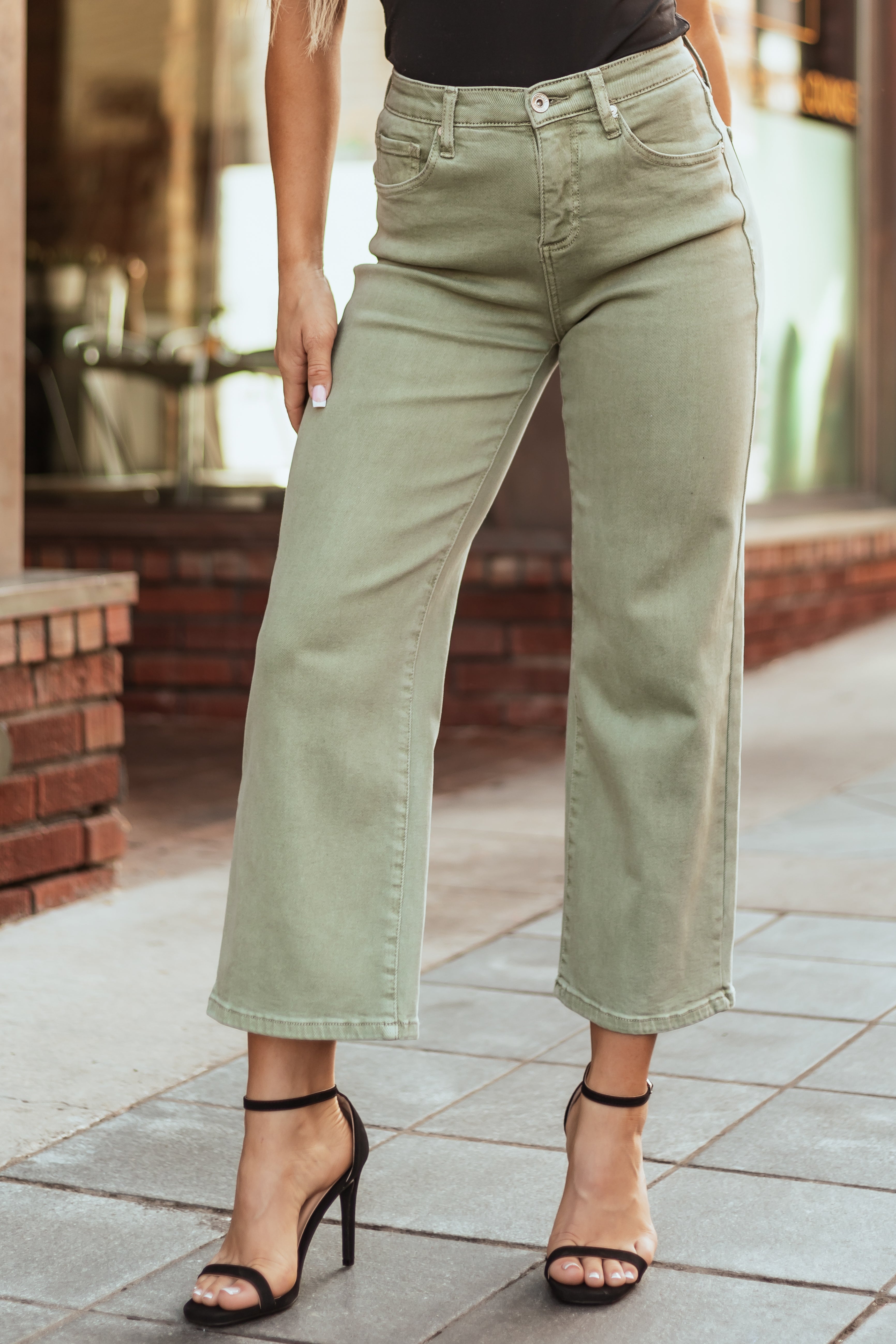 Special A Sage Tummy Control Wide Leg Jeans-Newayad