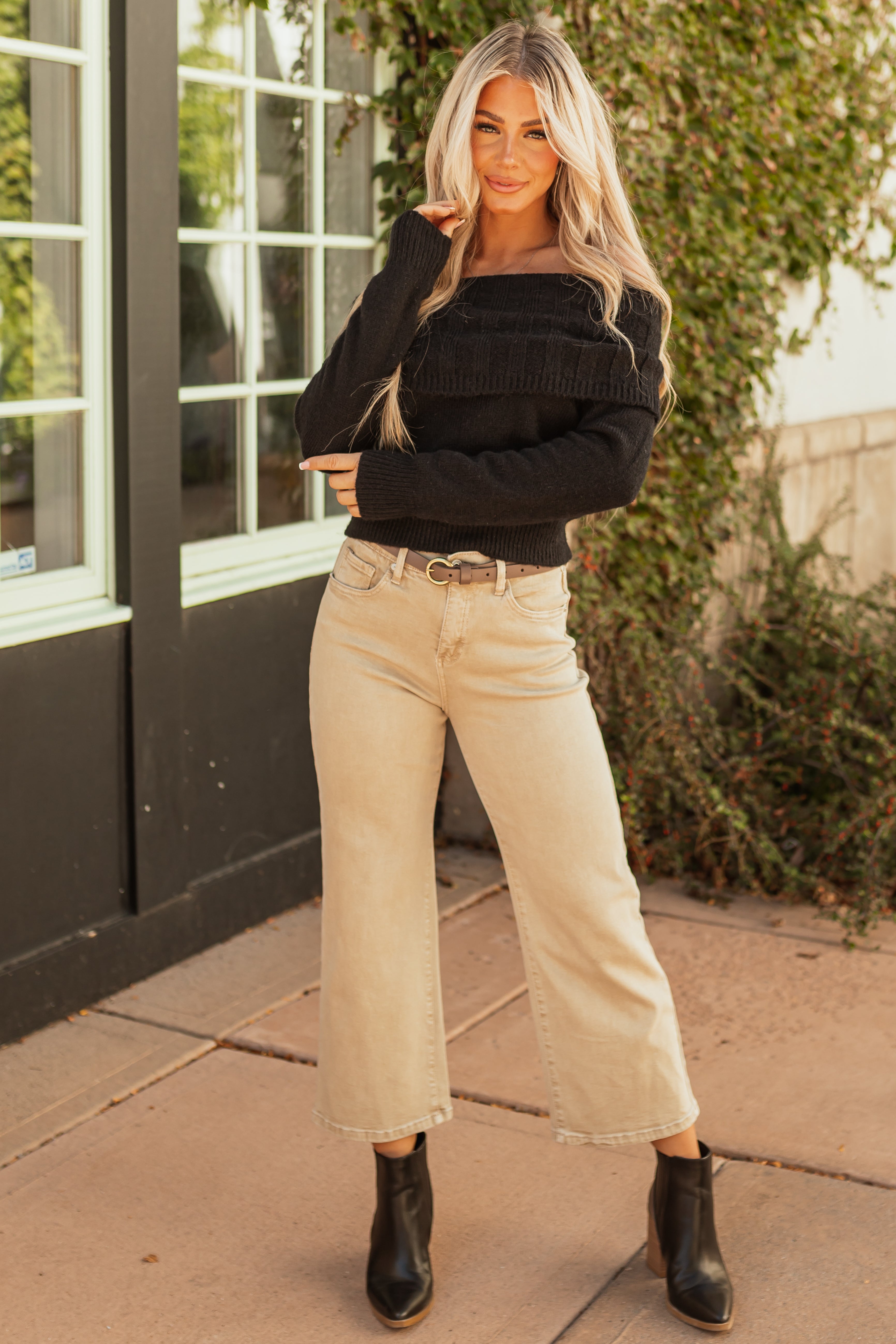 Special A Sand Tummy Control Wide Leg Jeans-Newayad