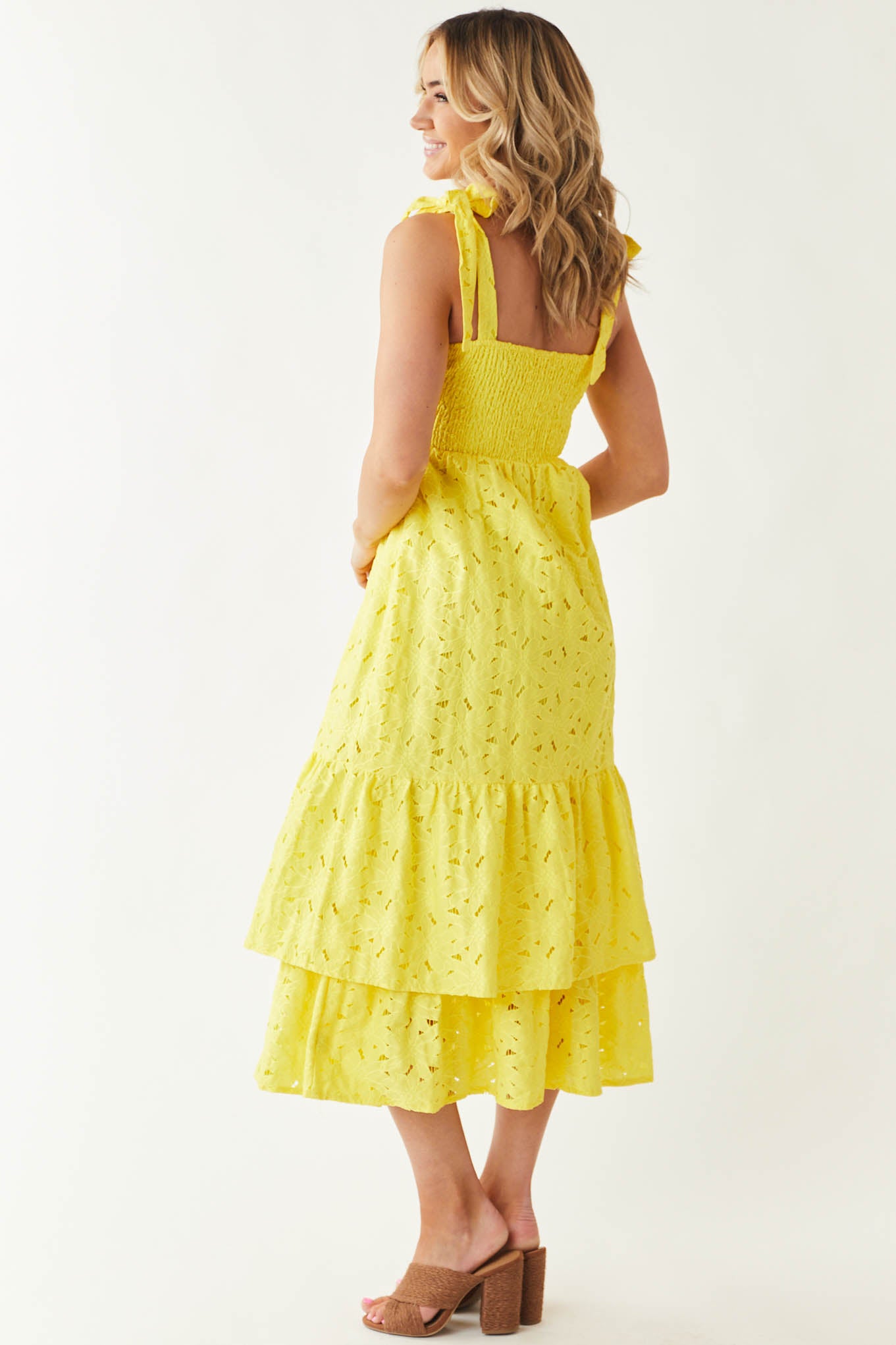 Flying Tomato Sunshine Lace Sleeveless Layered Midi Dress-Newayad