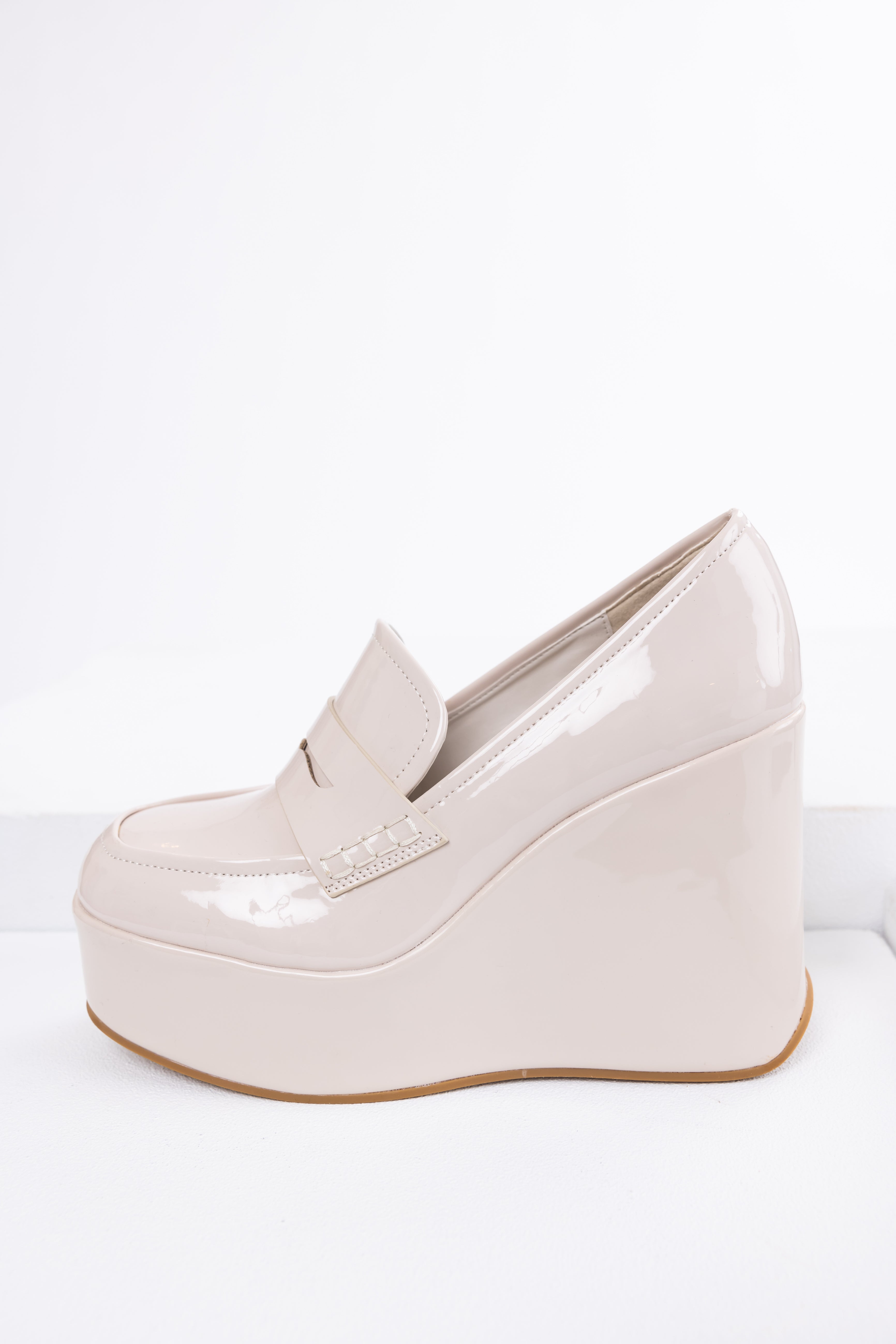 Vanilla Platform Wedge Penny Loafers-Newayad