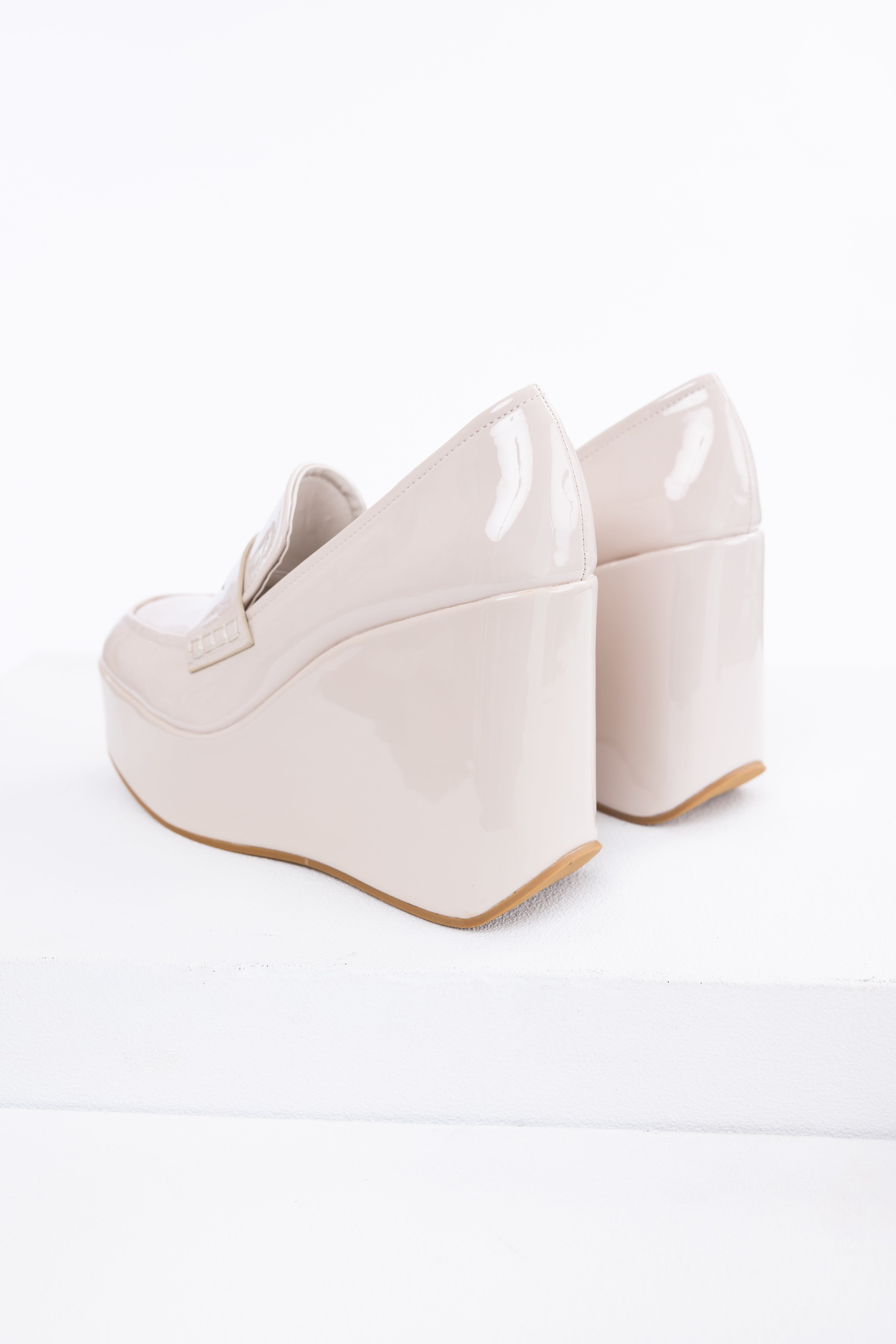 Vanilla Platform Wedge Penny Loafers-Newayad