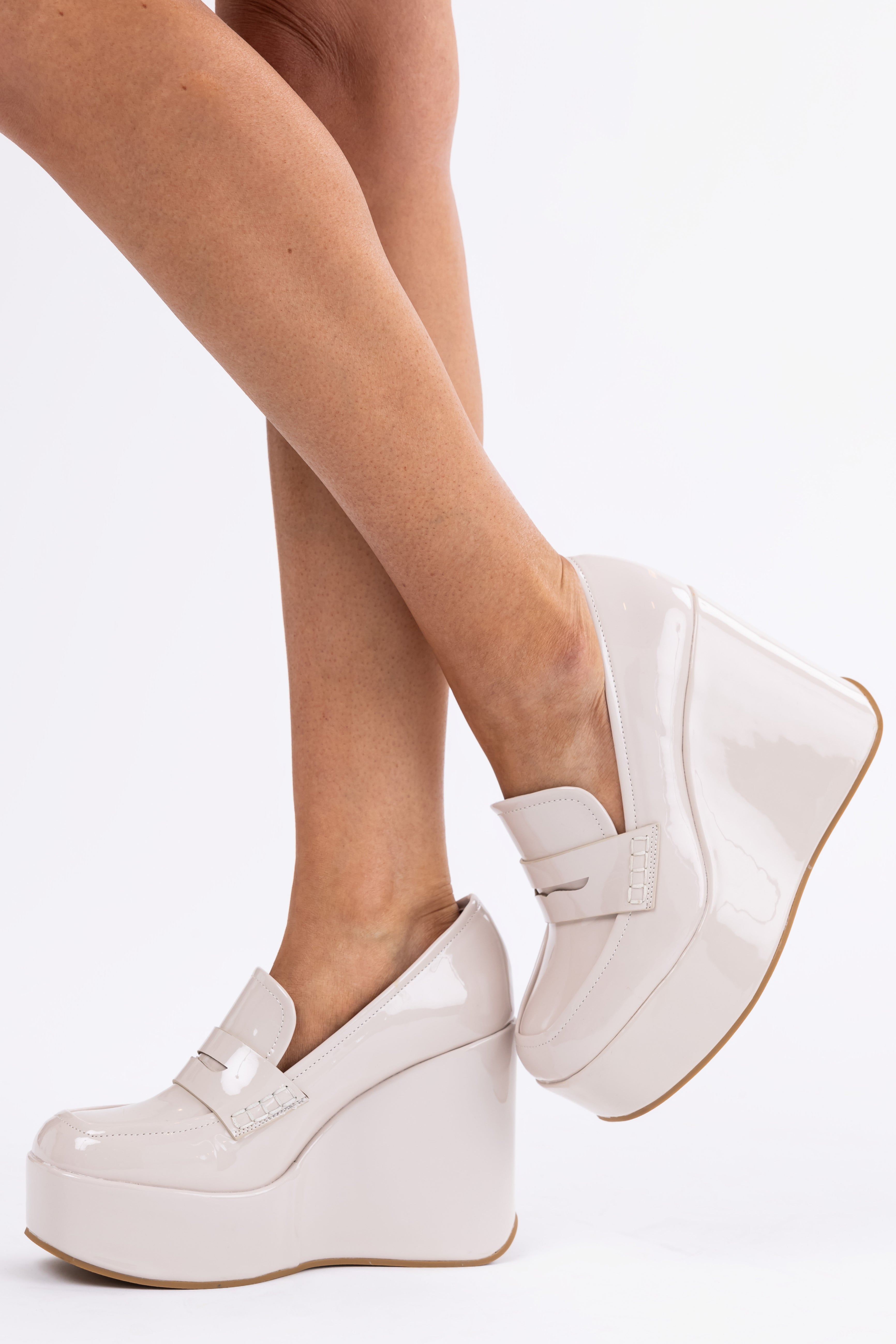 Vanilla Platform Wedge Penny Loafers-Newayad