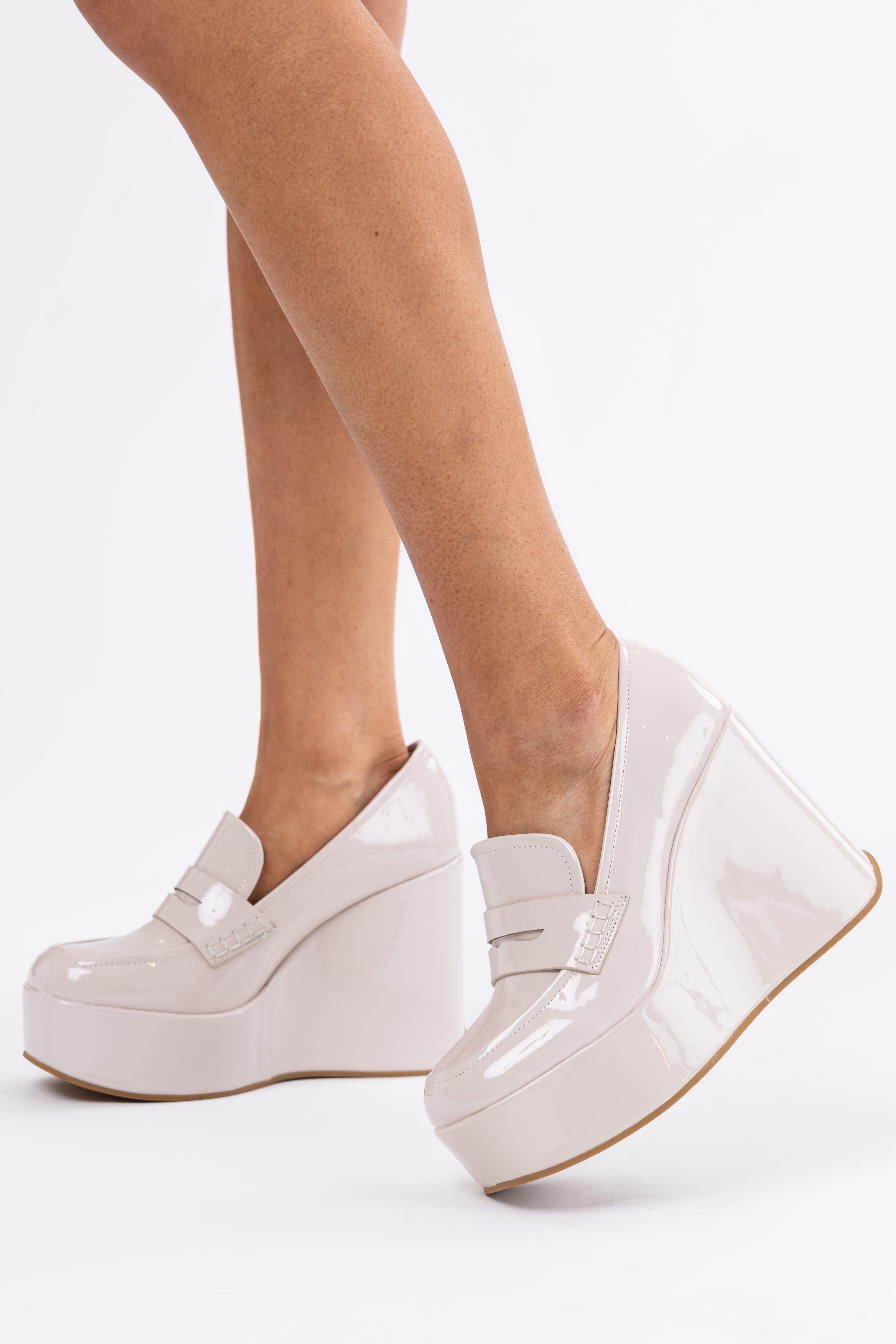 Vanilla Platform Wedge Penny Loafers-Newayad