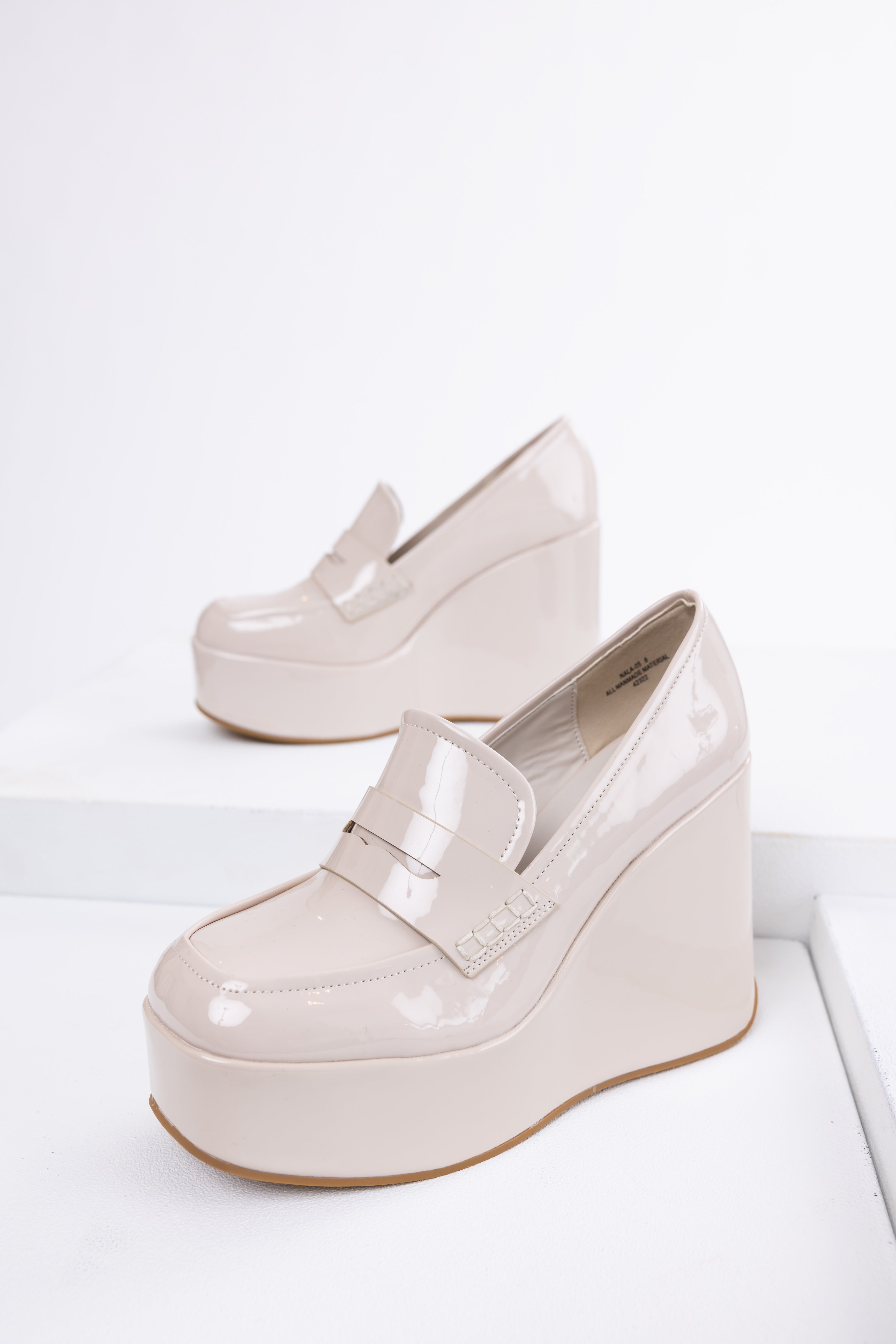 Vanilla Platform Wedge Penny Loafers-Newayad