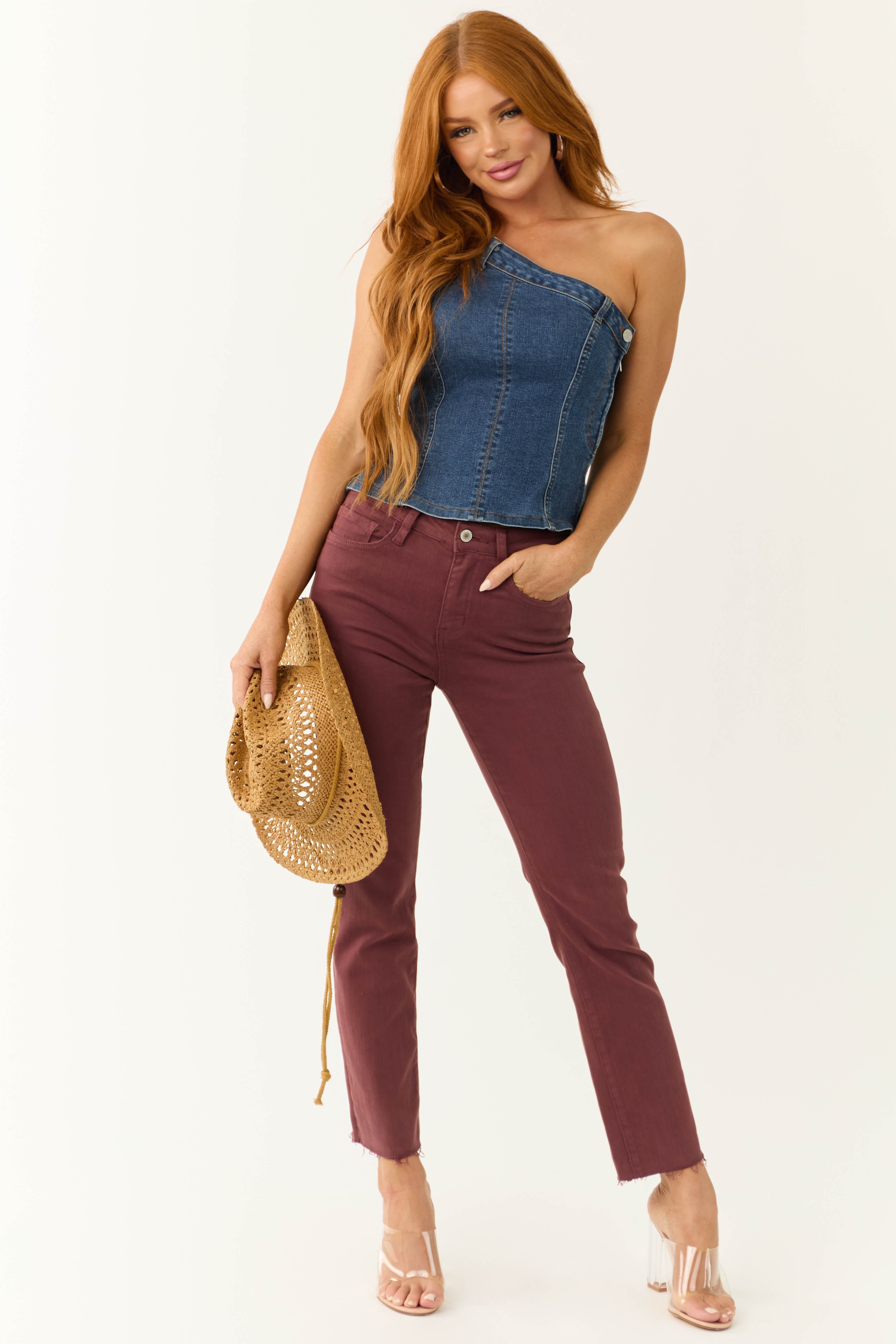 Vervet Berry High Rise Straight Leg Jeans-Newayad