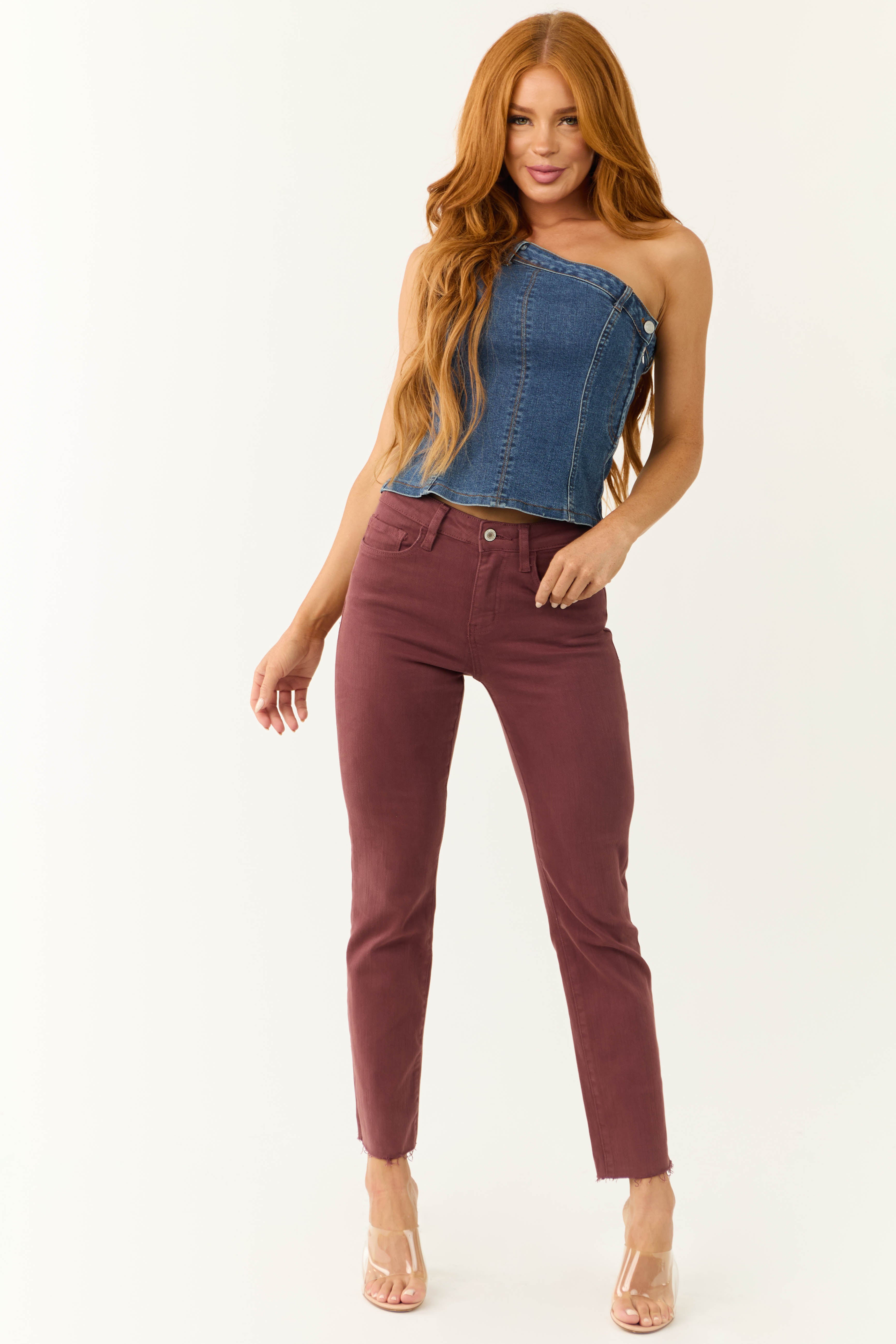 Vervet Berry High Rise Straight Leg Jeans-Newayad