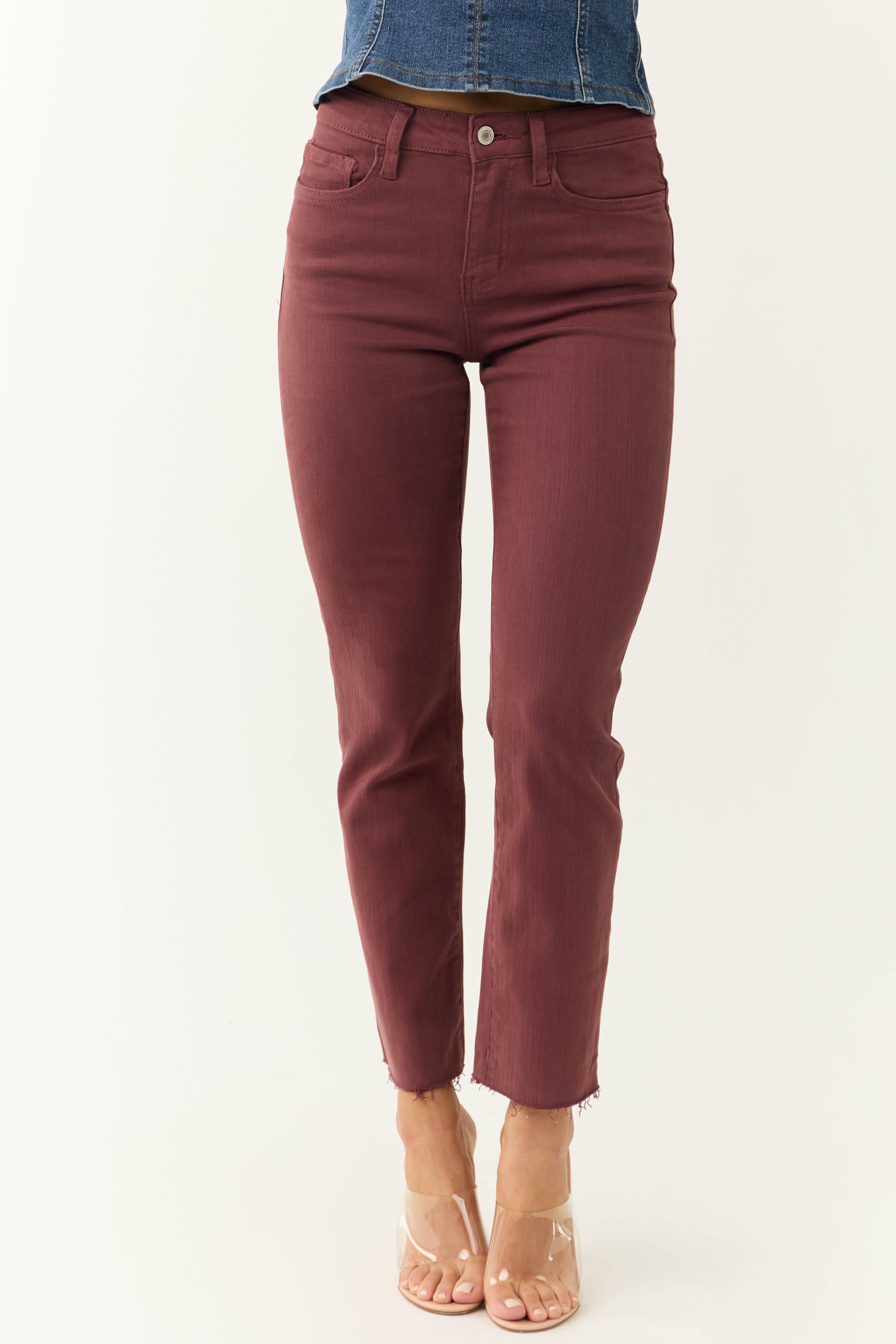 Vervet Berry High Rise Straight Leg Jeans-Newayad