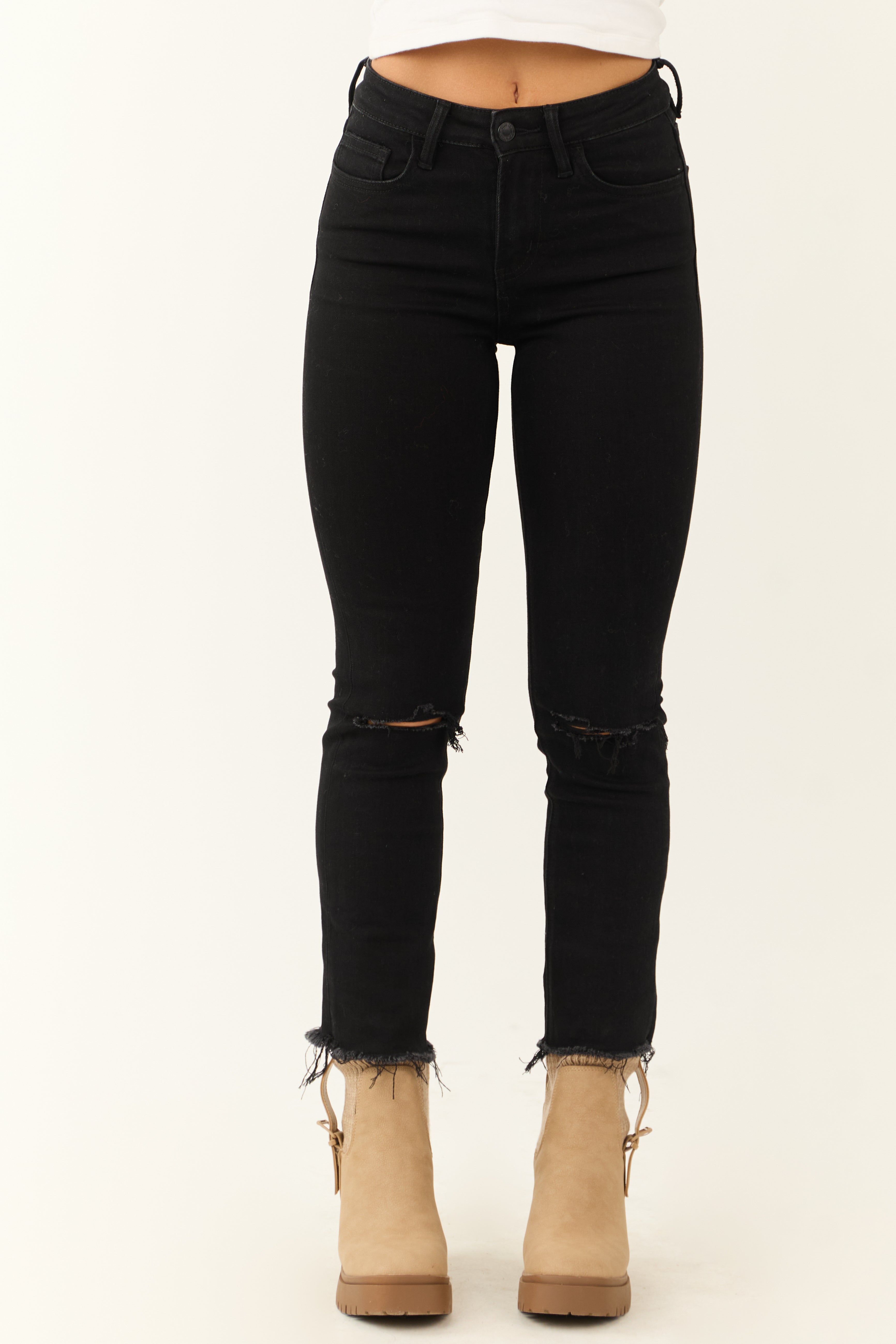 Vervet Black High Rise Slim Straight Jeans-Newayad