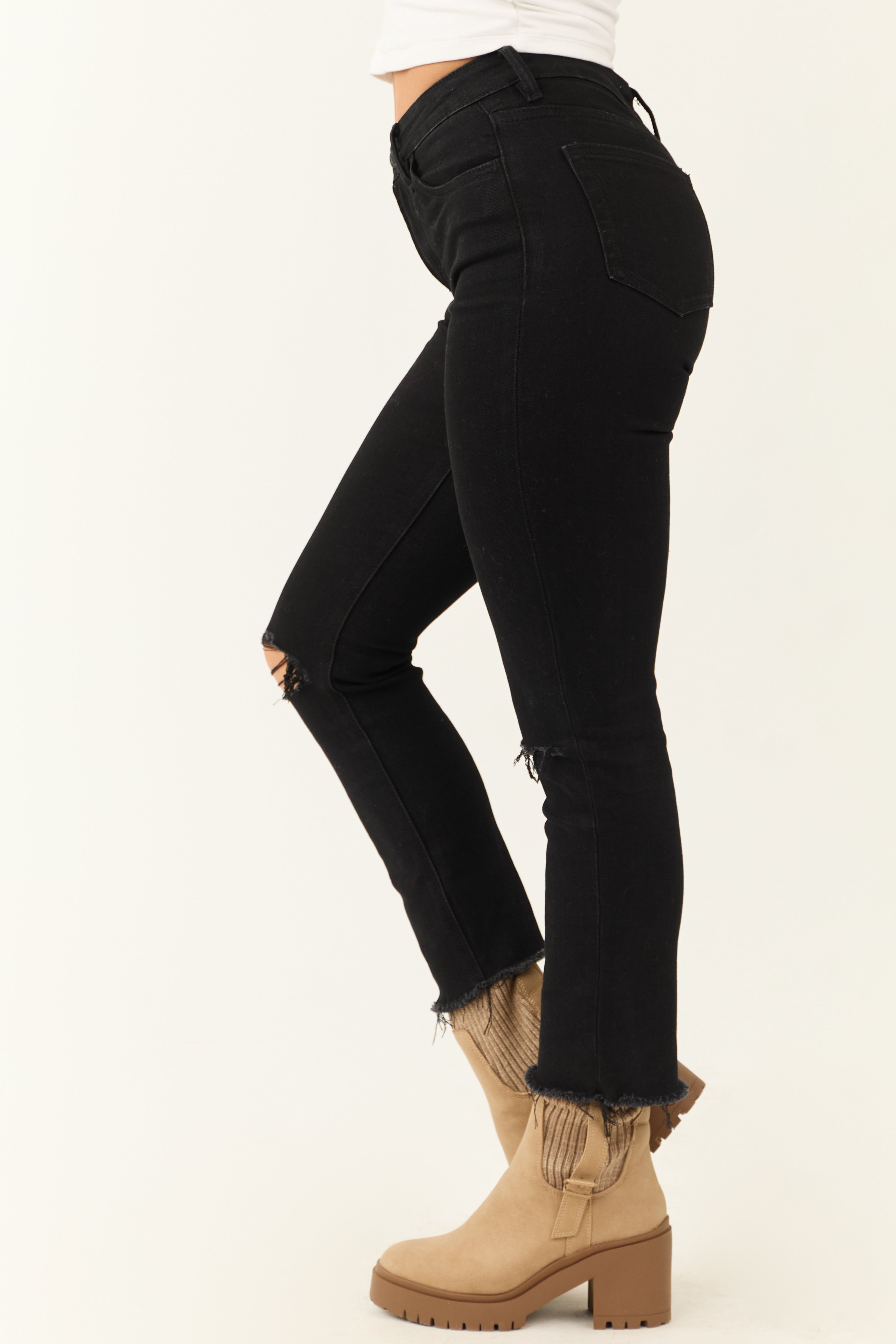 Vervet Black High Rise Slim Straight Jeans-Newayad