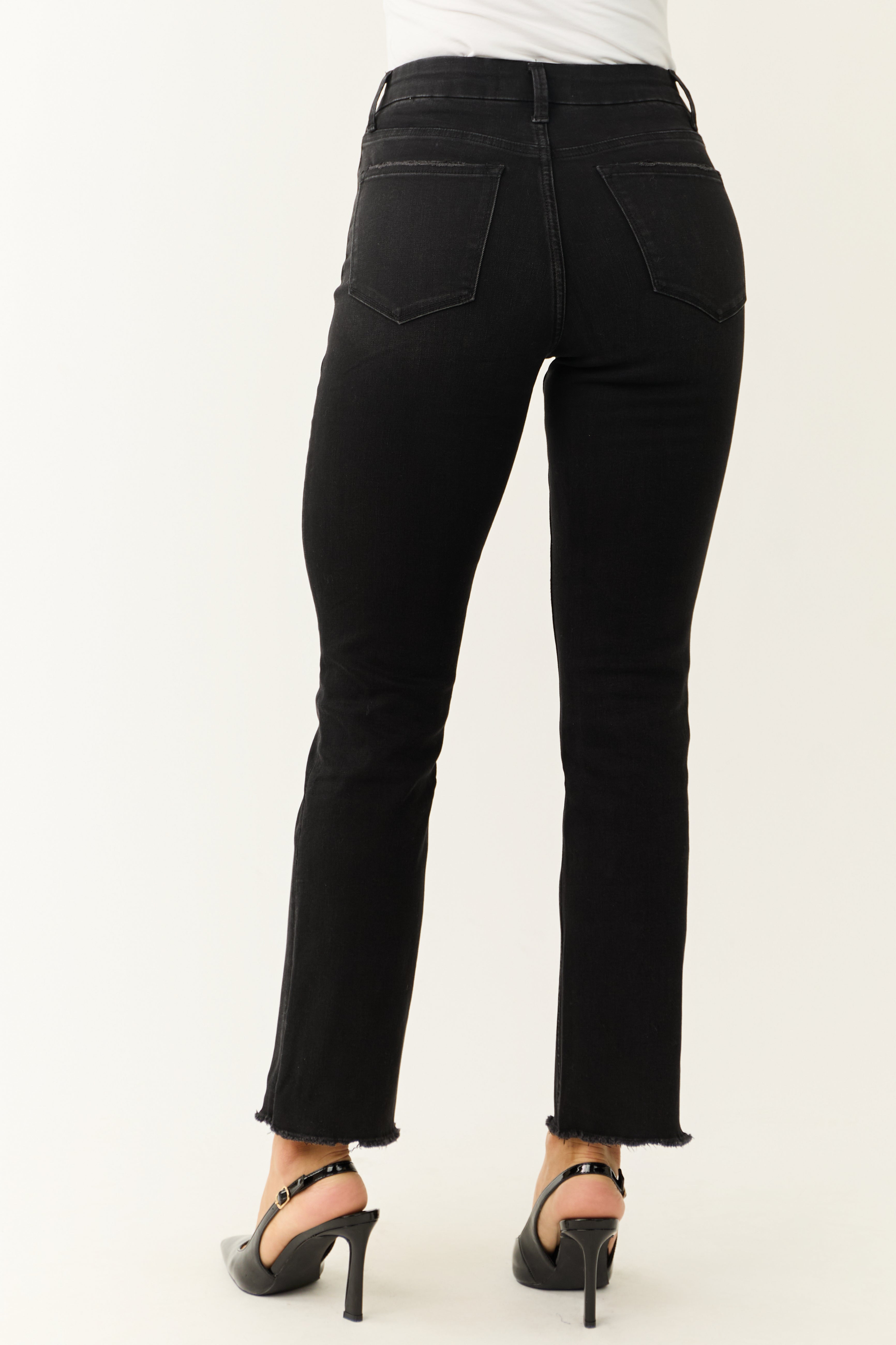 Vervet Black Slim Bootcut Raw Hem Jeans-Newayad
