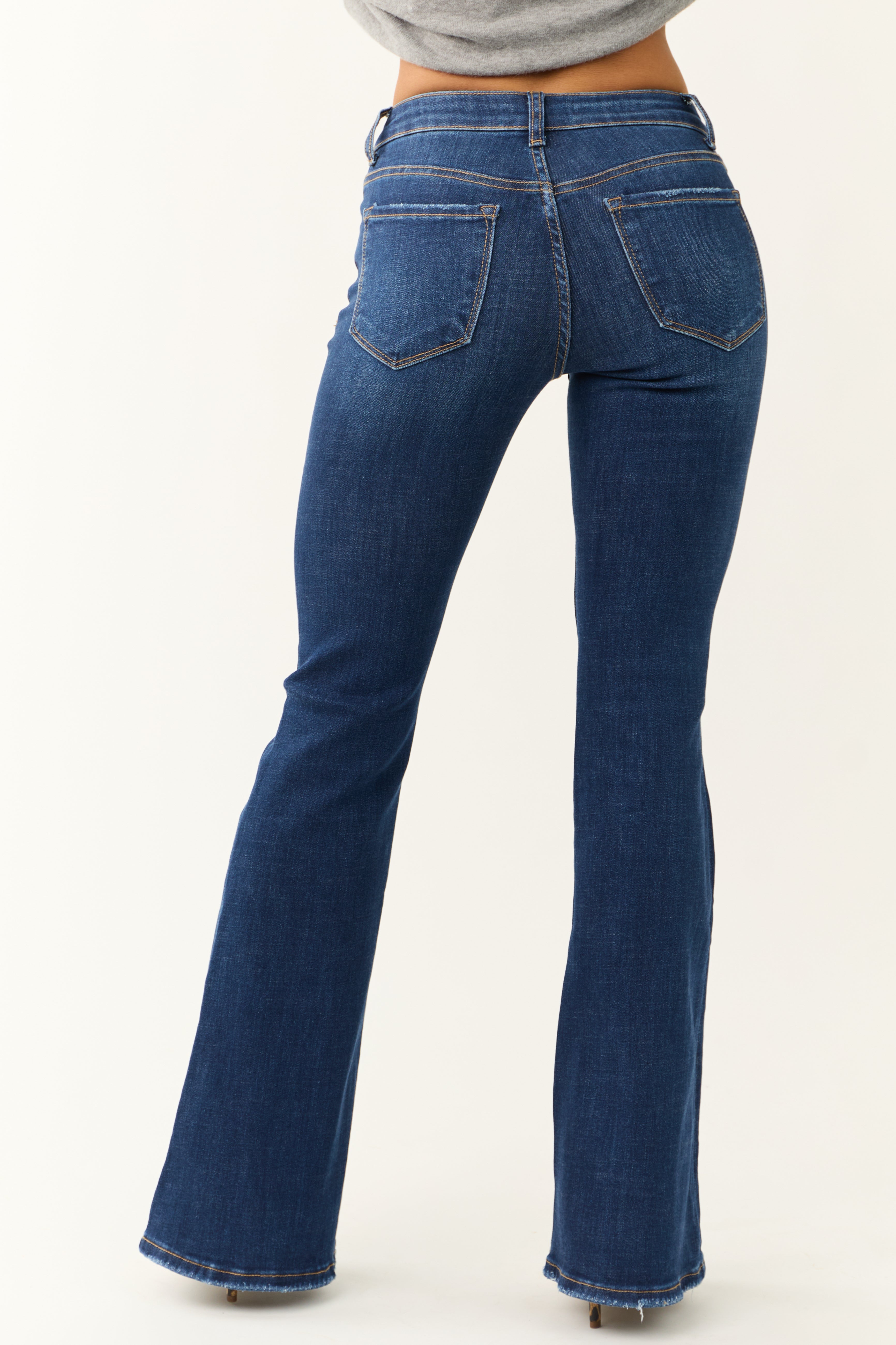 Vervet Dark Wash Mid Rise Flare Jeans-Newayad