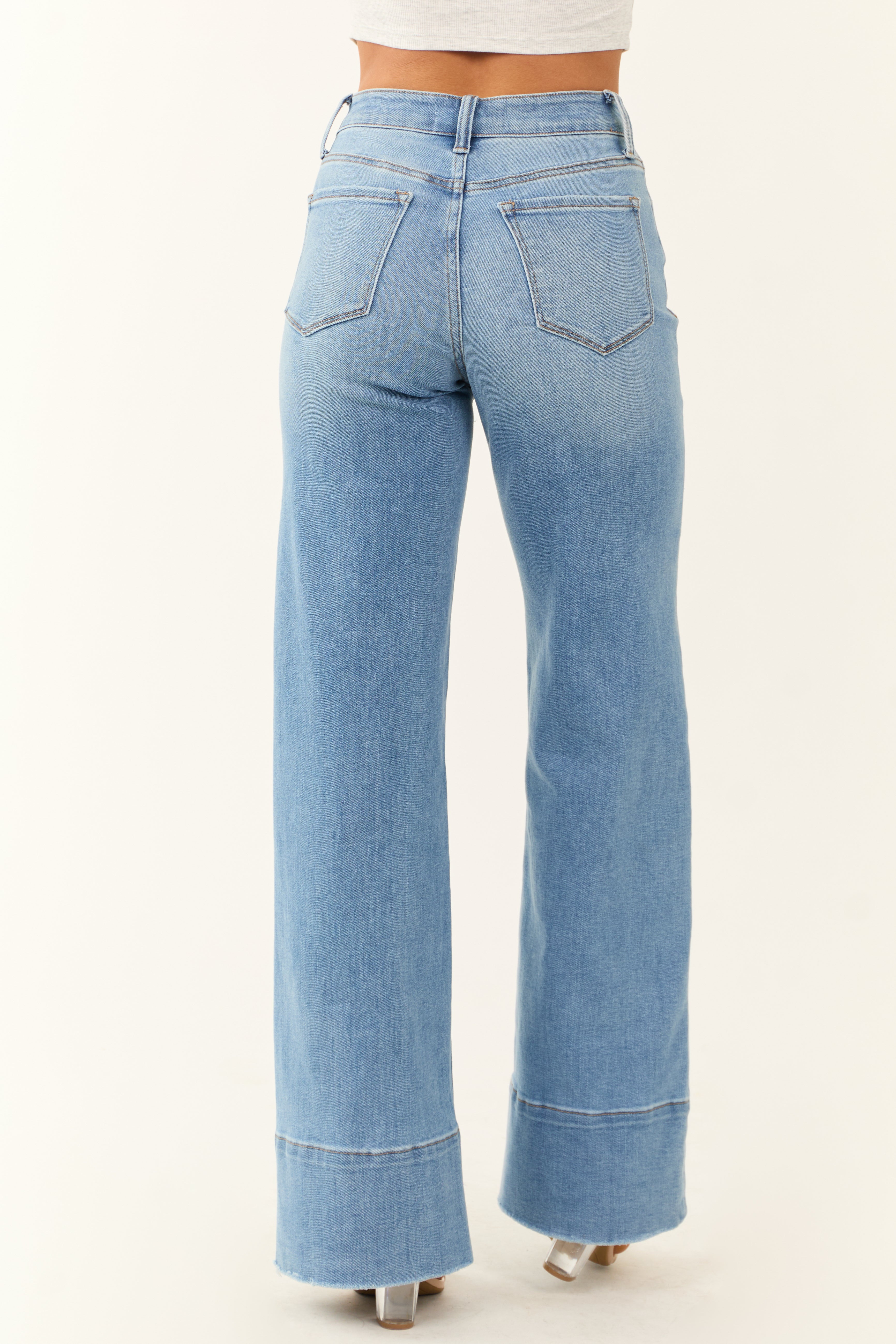 Vervet High Rise A Line Wide Leg Jeans-Newayad