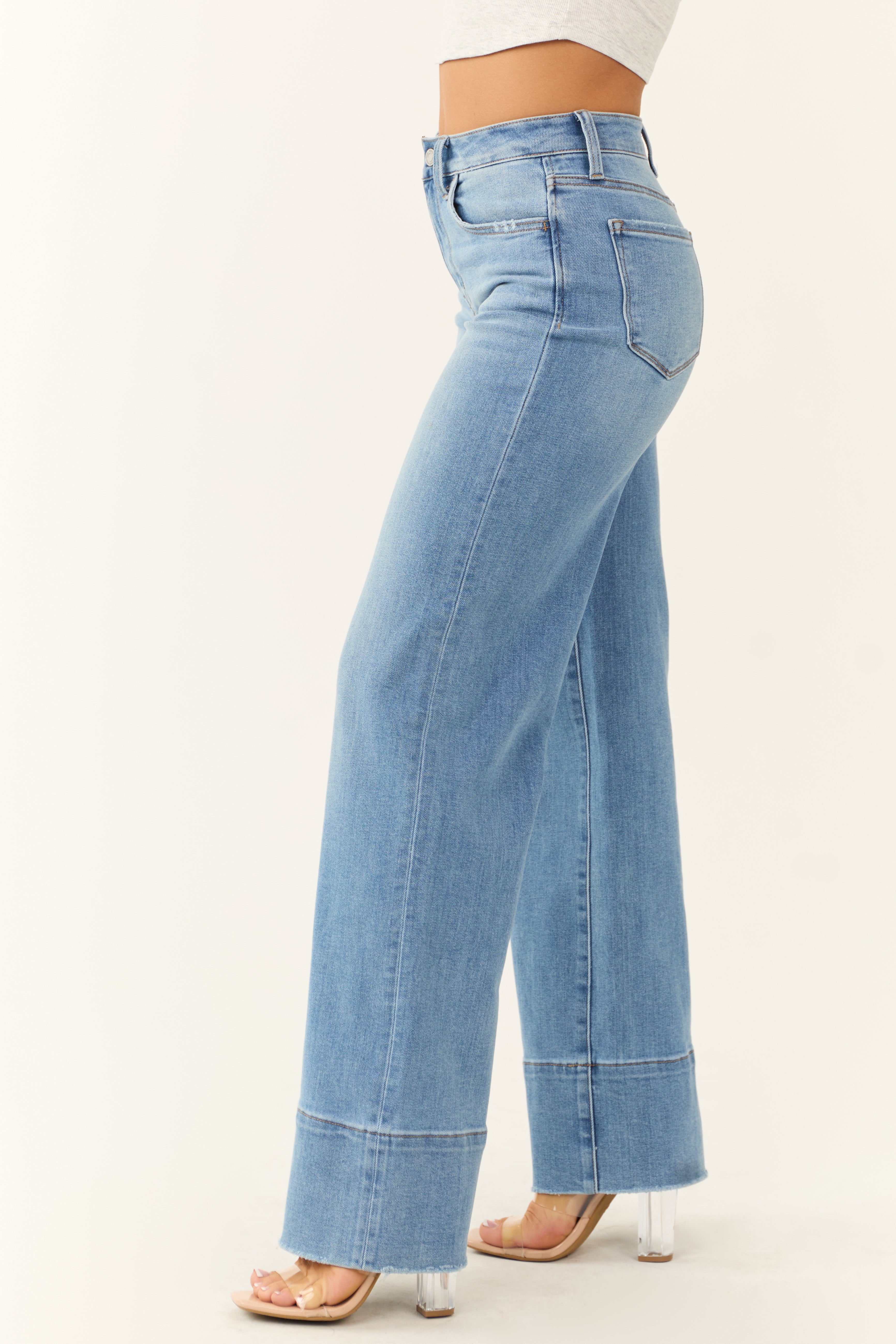 Vervet High Rise A Line Wide Leg Jeans-Newayad