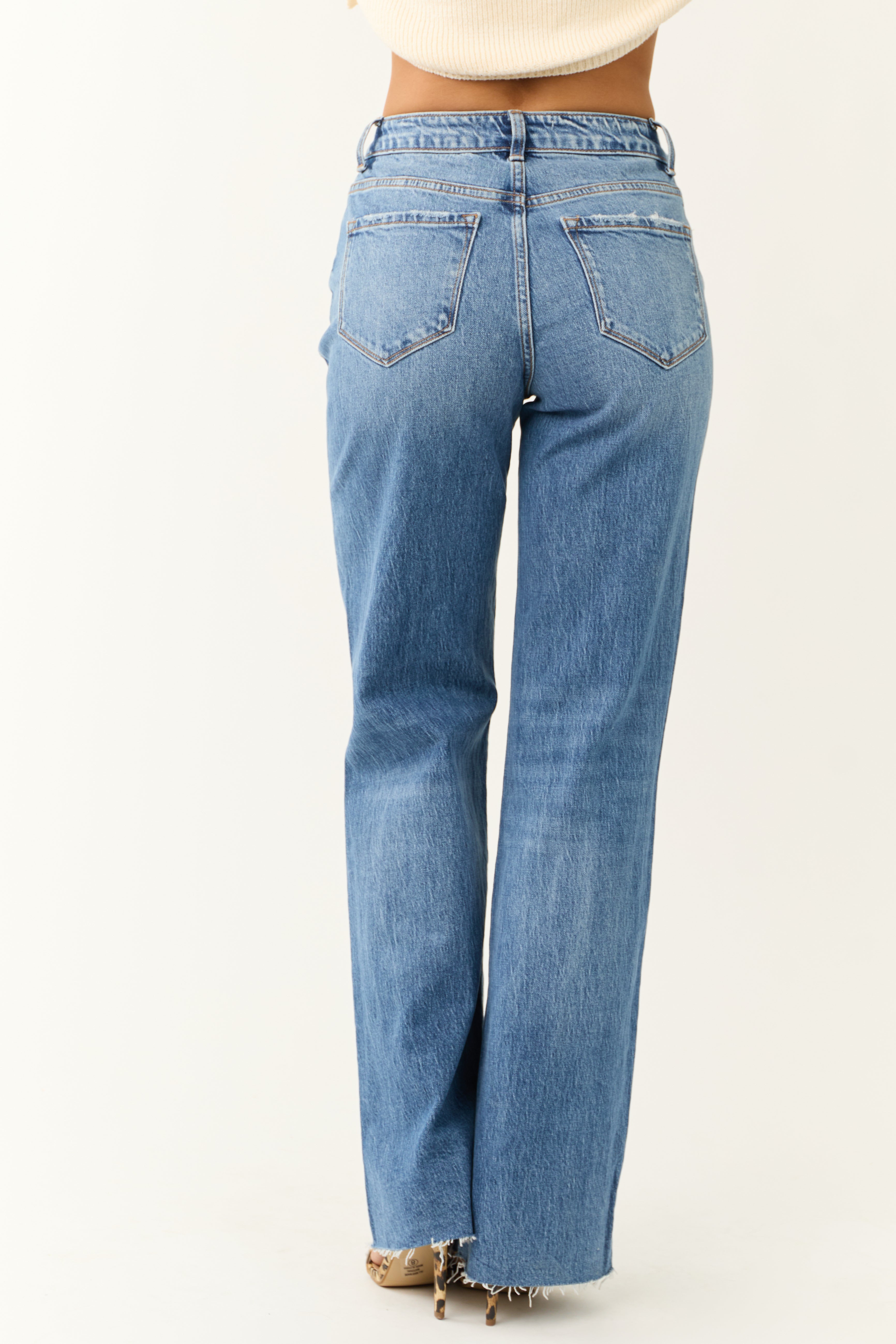 Vervet High Rise Medium Wash Wide Leg Jeans-Newayad