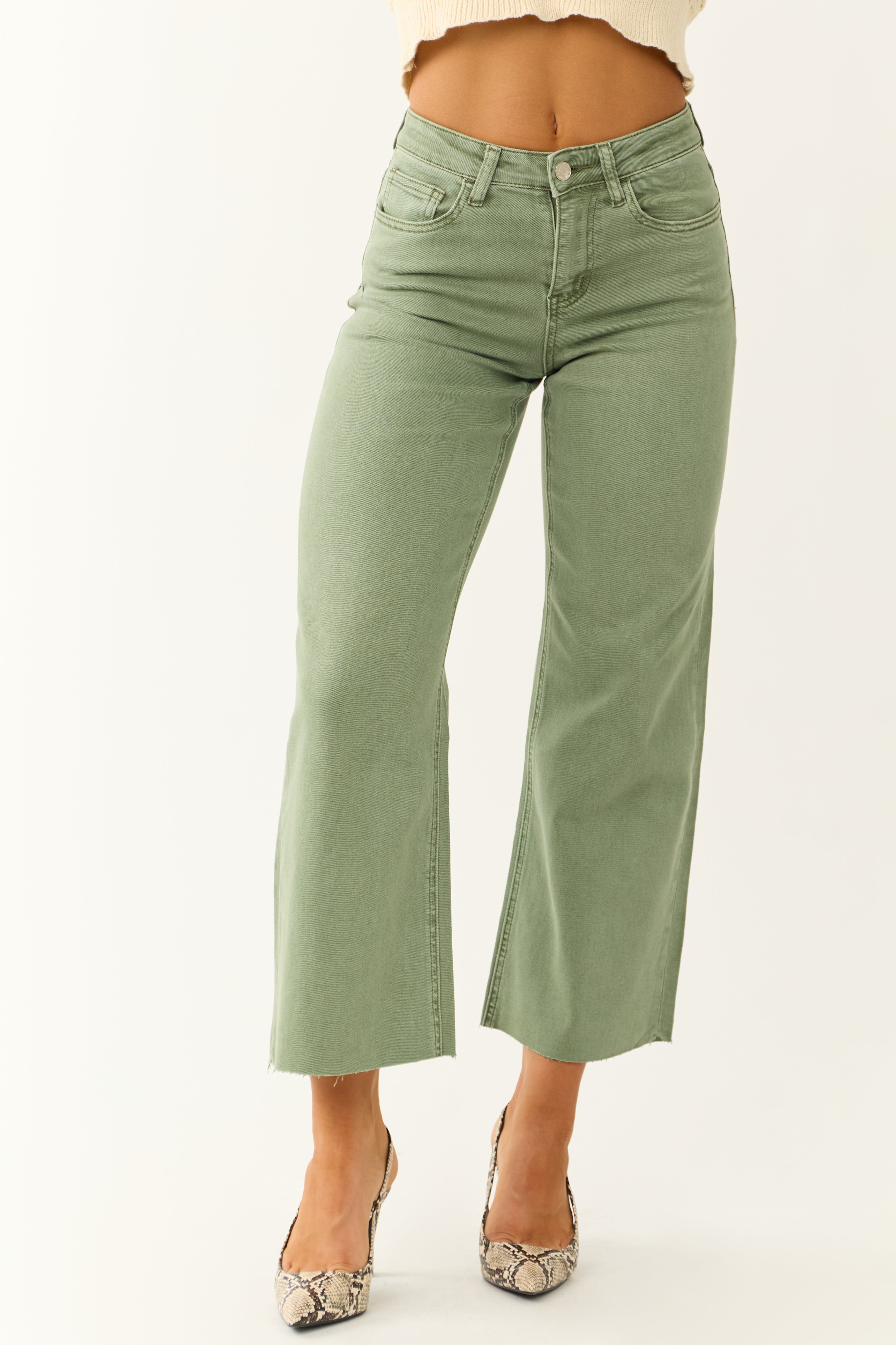 Vervet Juniper High Rise Wide Leg Cropped Jeans-Newayad
