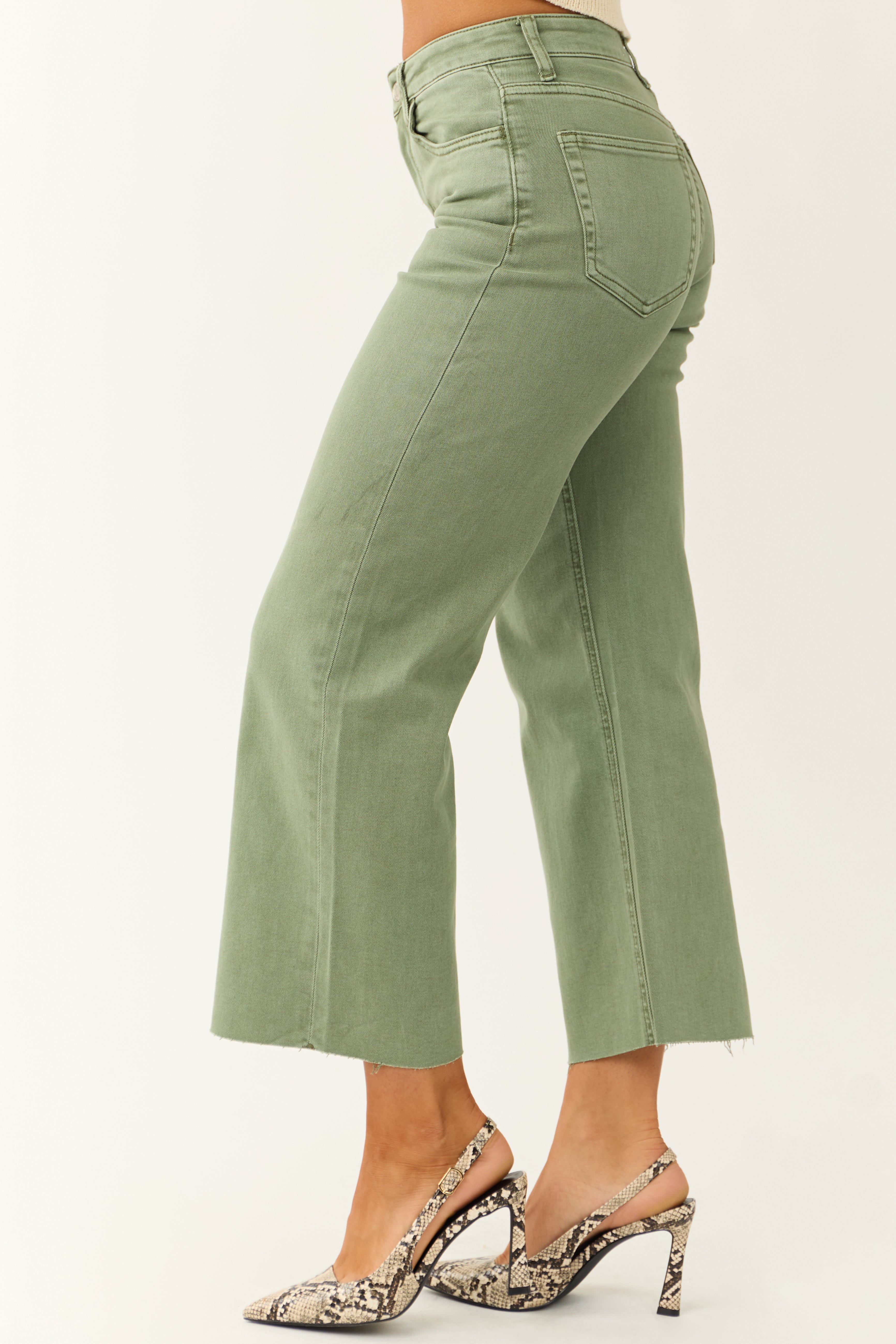 Vervet Juniper High Rise Wide Leg Cropped Jeans-Newayad