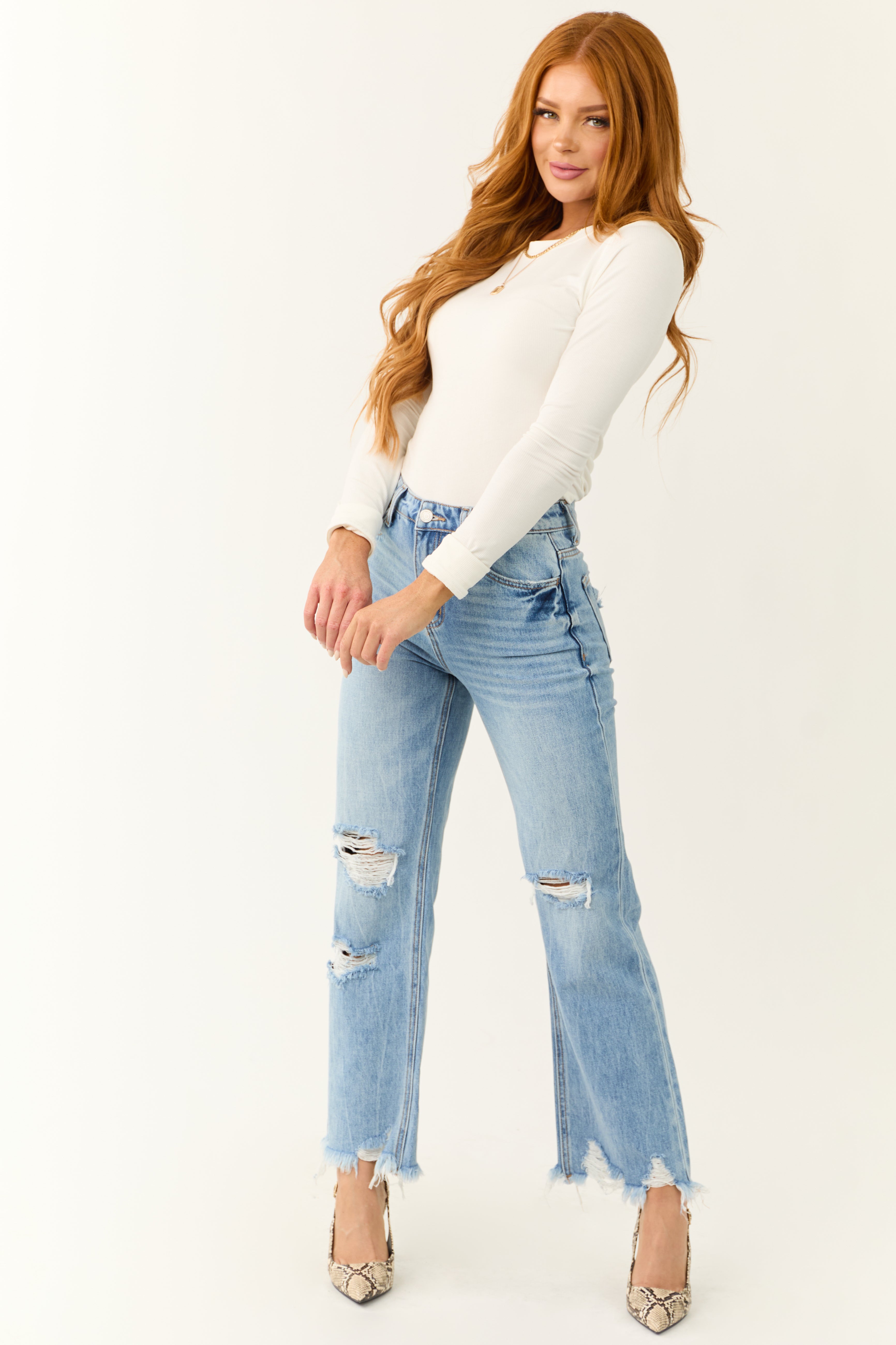 Vervet Light Wash 90's Vintage Wide Leg Jeans-Newayad