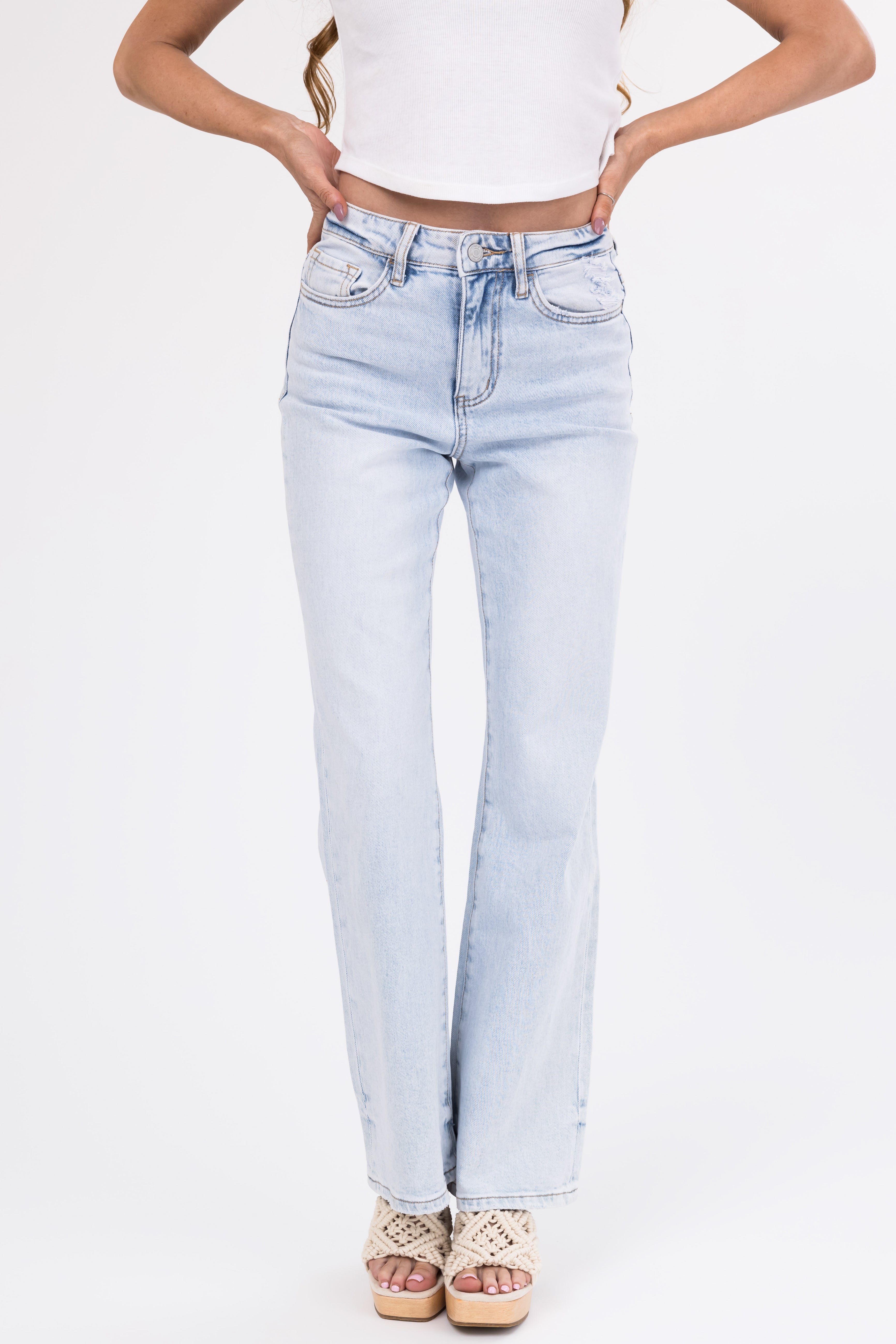 Vervet Light Wash High Rise Vintage Flare Jeans-Newayad
