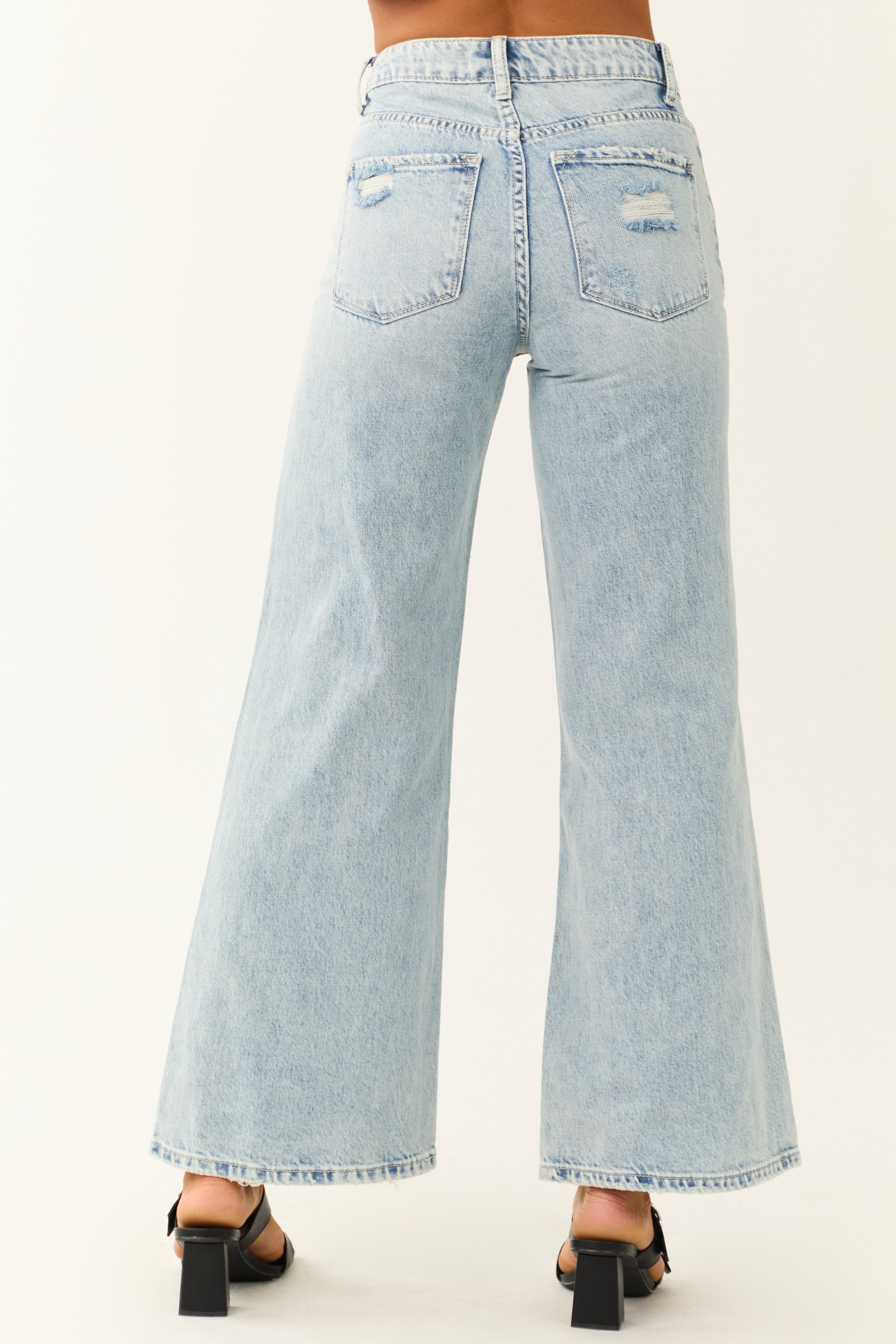 Vervet Light Wash High Rise Wide Leg Jeans-Newayad