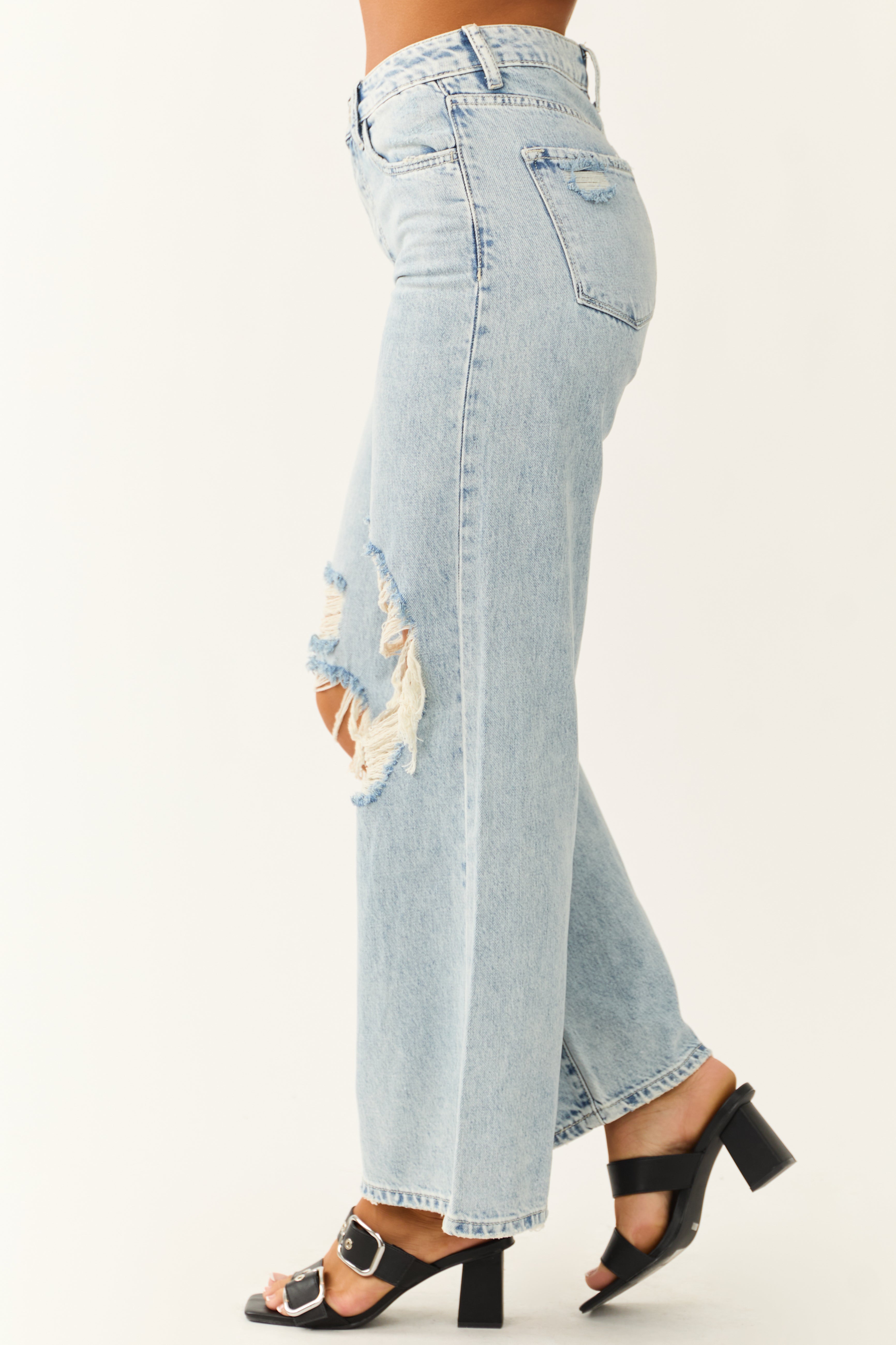 Vervet Light Wash High Rise Wide Leg Jeans-Newayad