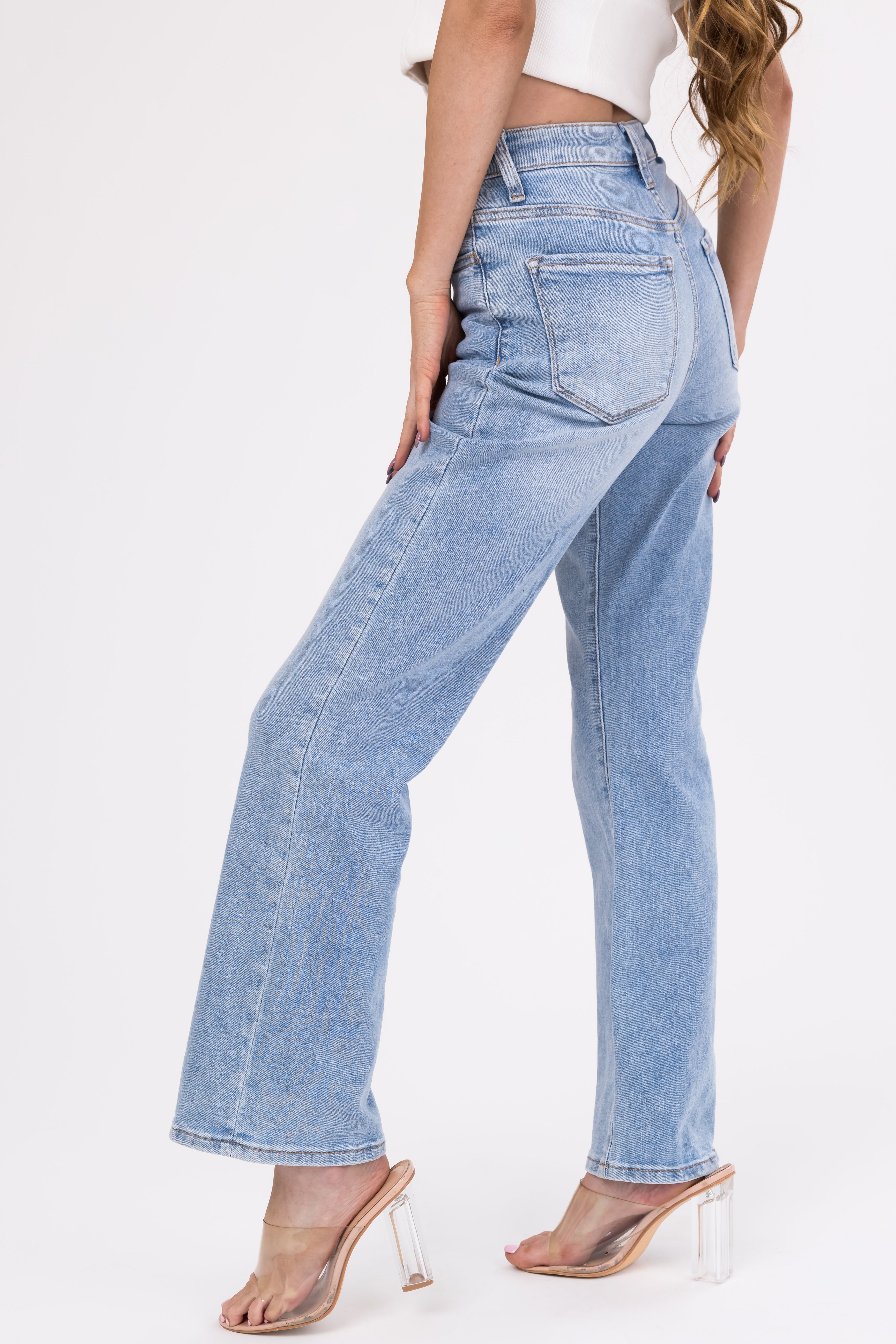 Vervet Light Wash Vintage High Rise Flare Jeans-Newayad