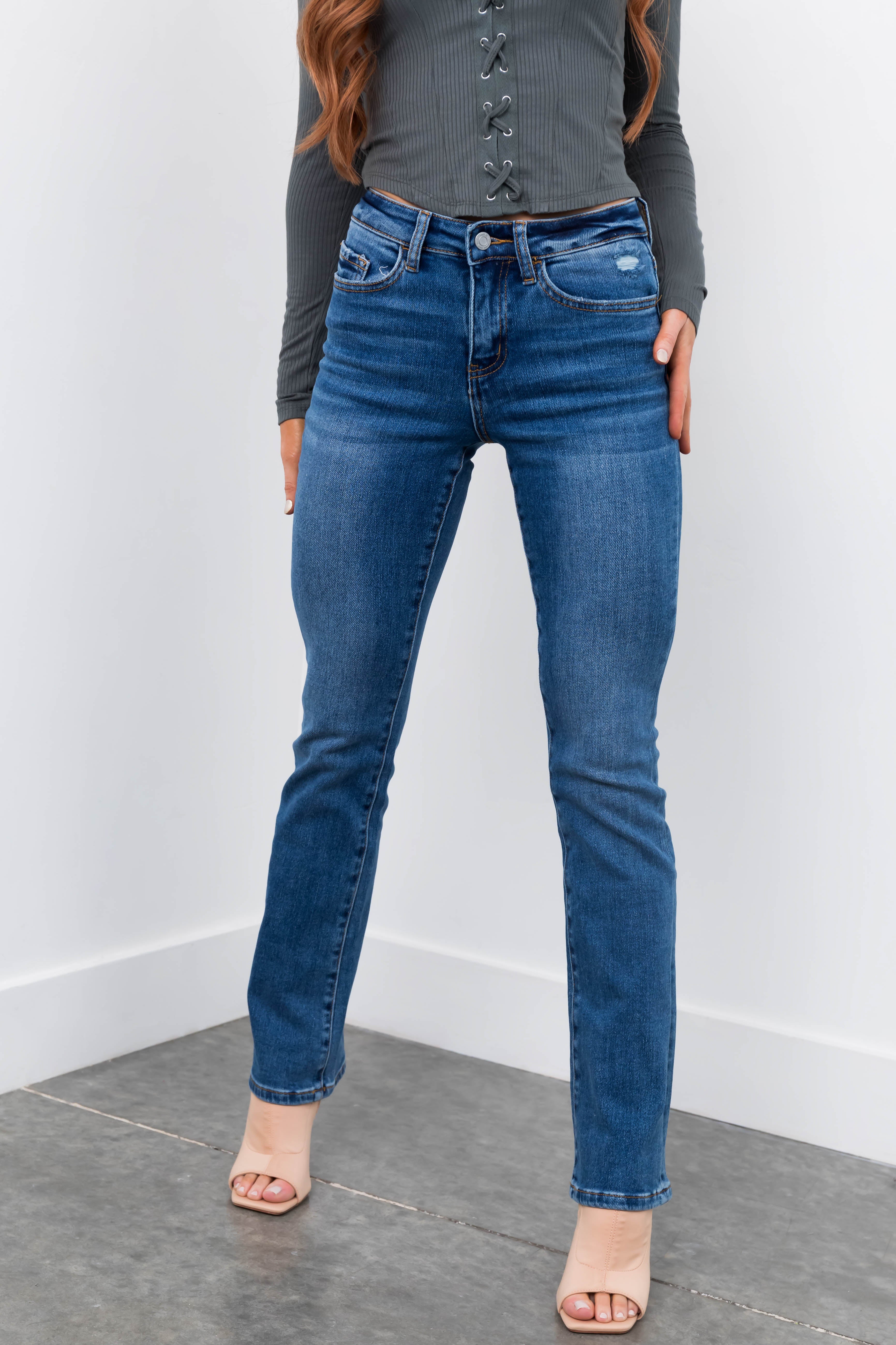 Vervet Medium Wash High Rise Bootcut Jeans-Newayad