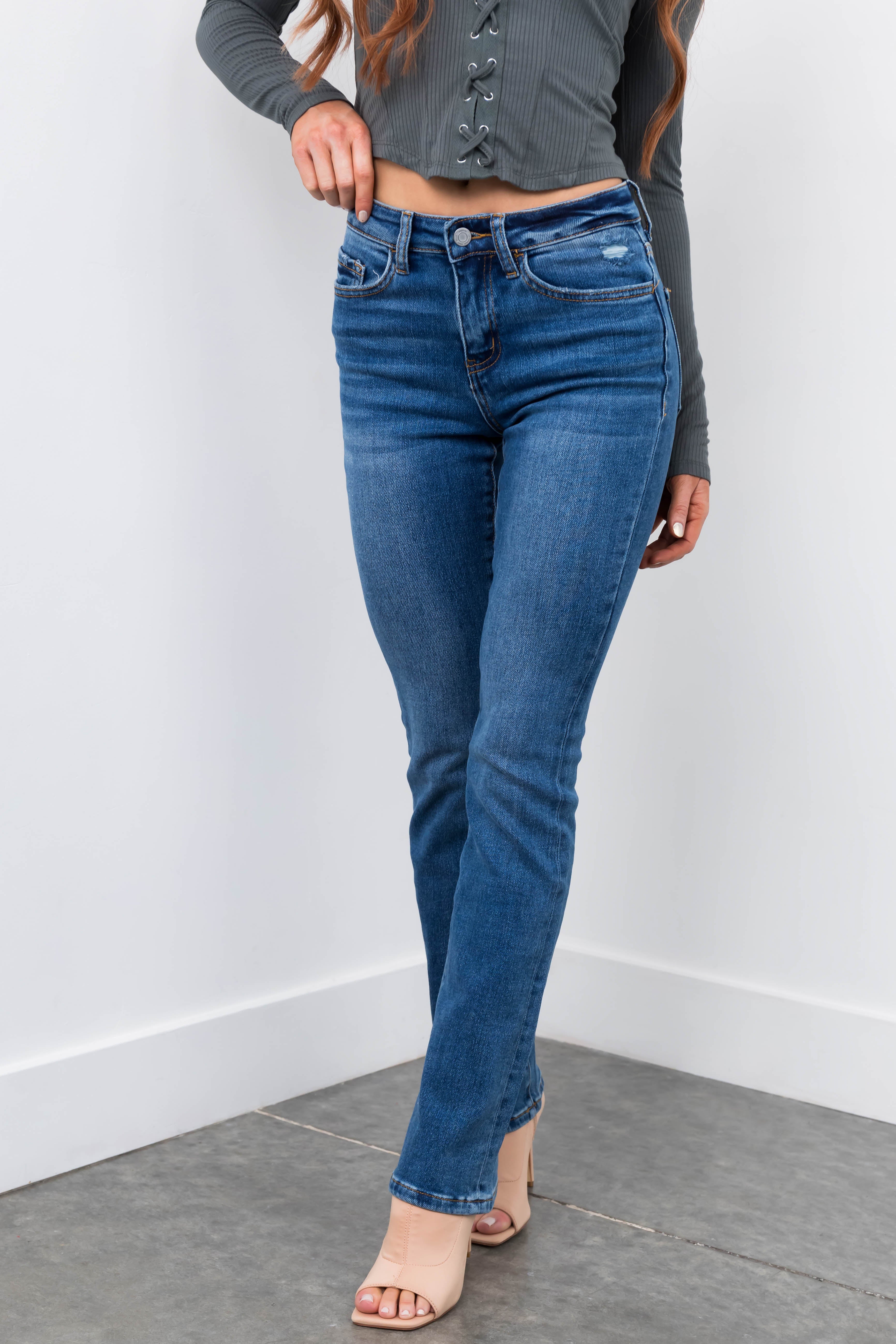 Vervet Medium Wash High Rise Bootcut Jeans-Newayad
