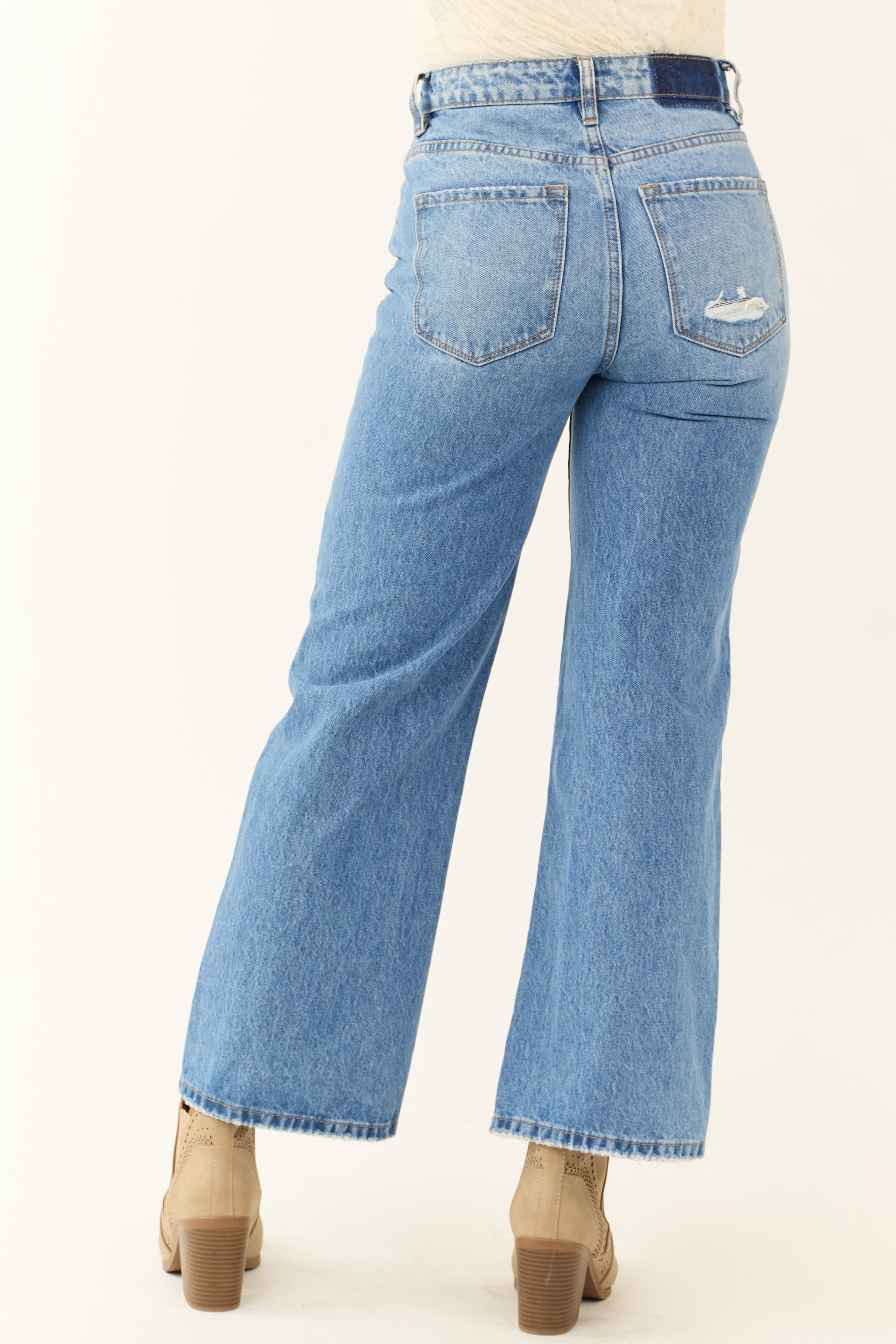 Vervet Medium Wash Wide Leg Ankle Jeans-Newayad