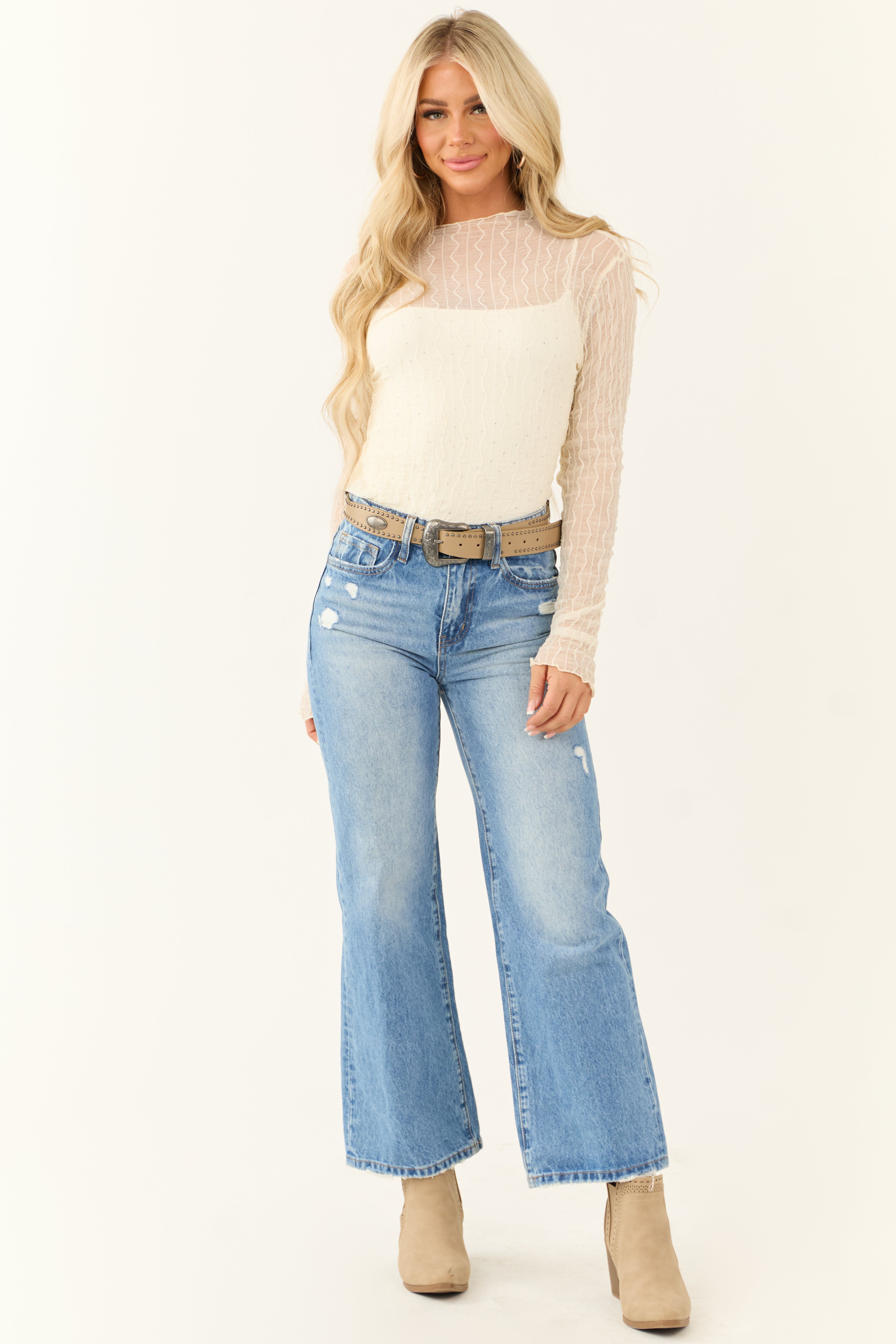Vervet Medium Wash Wide Leg Ankle Jeans-Newayad