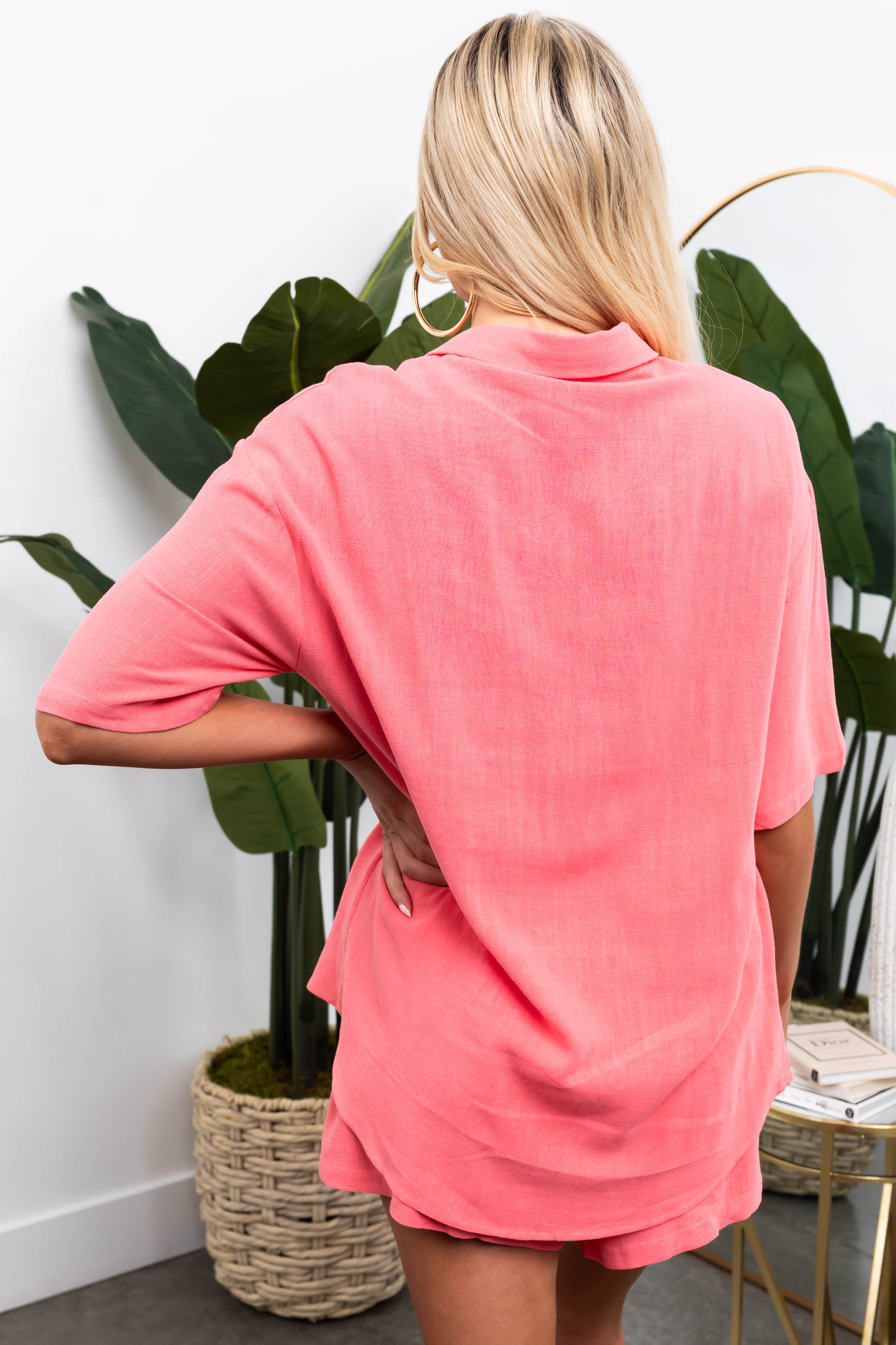 Watermelon Button Down Top and Shorts Set-Newayad