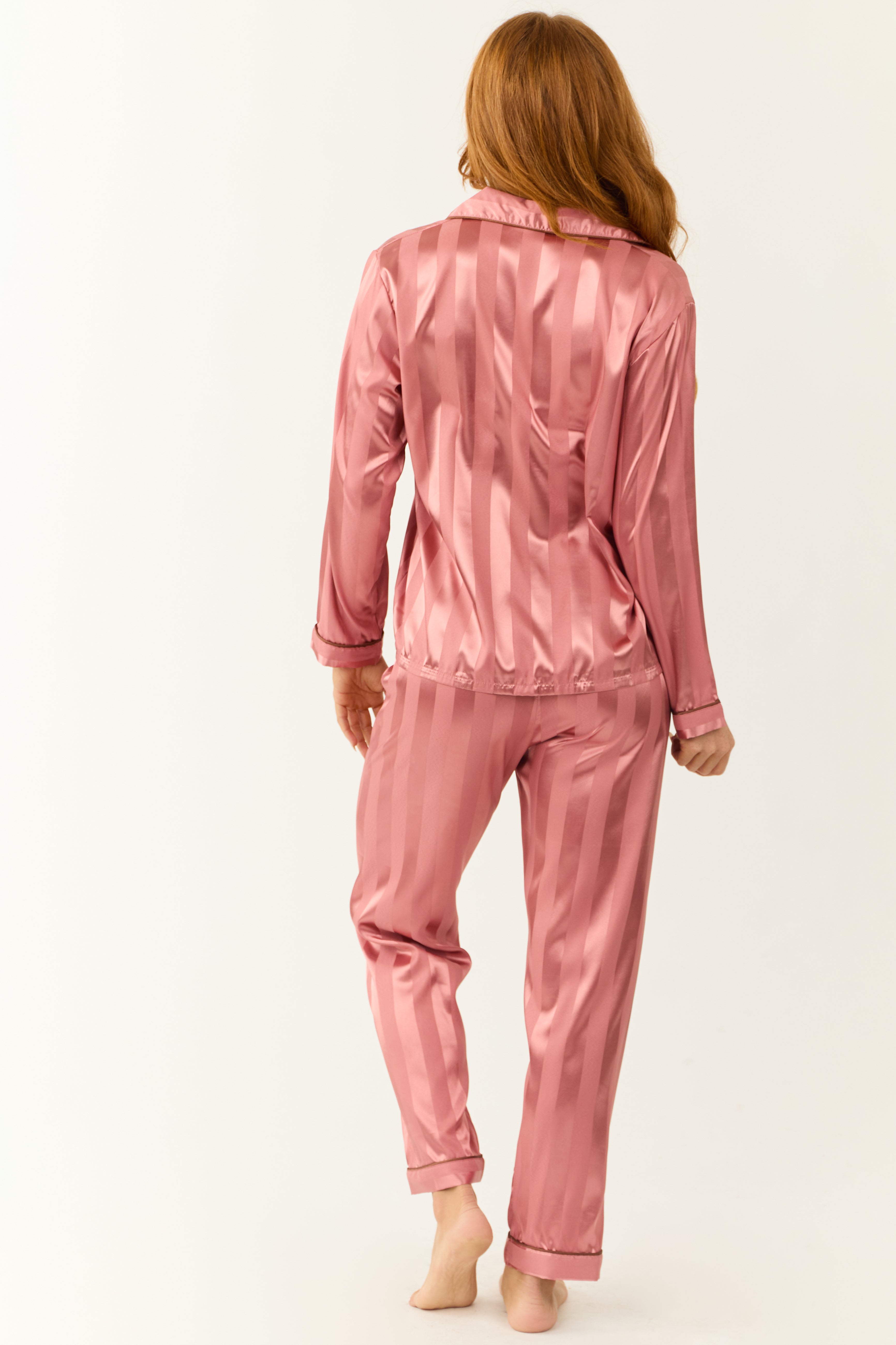 Watermelon Striped Button Down Pajama Set-Newayad