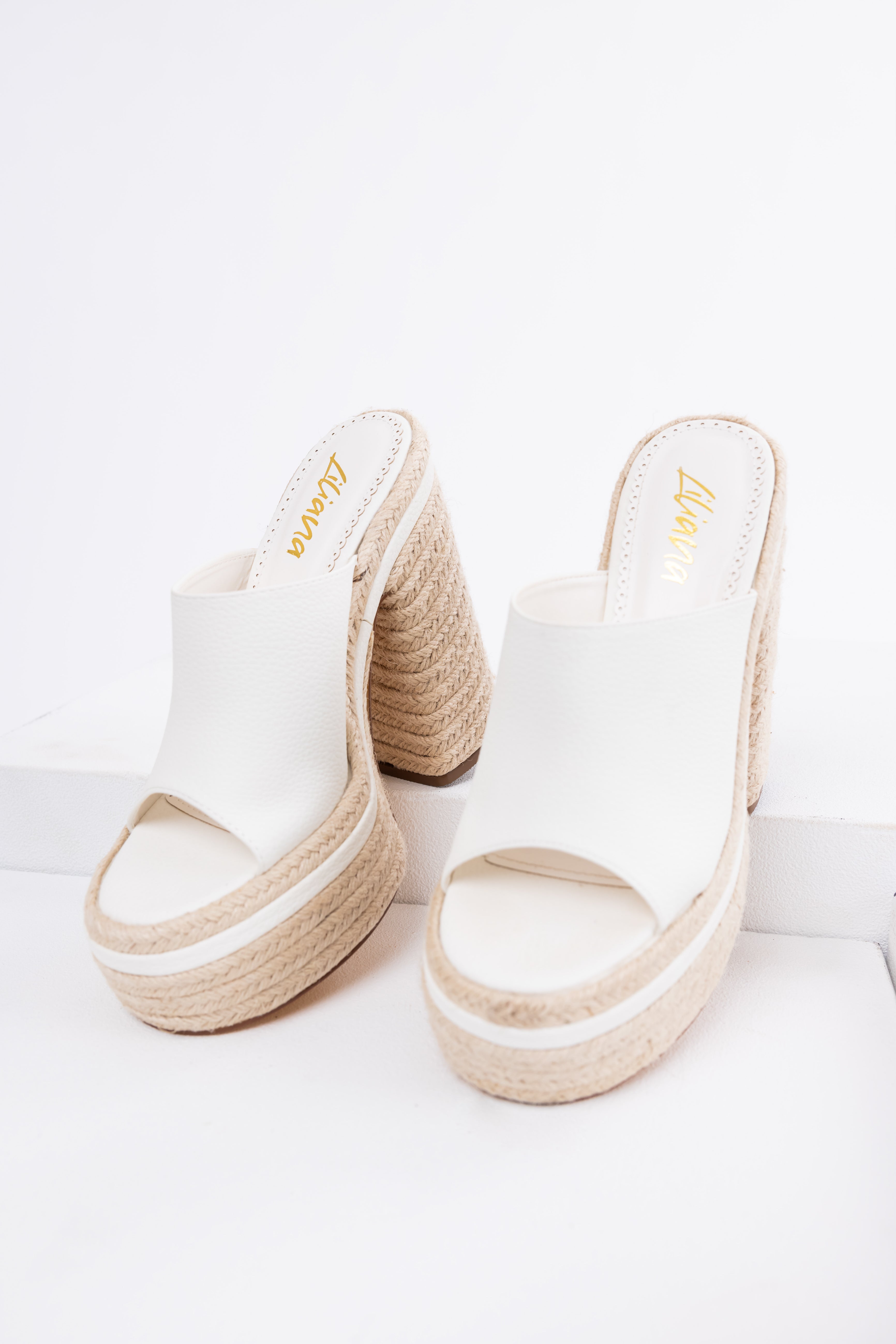 White High Heel Espadrille Platform Sandals-Newayad
