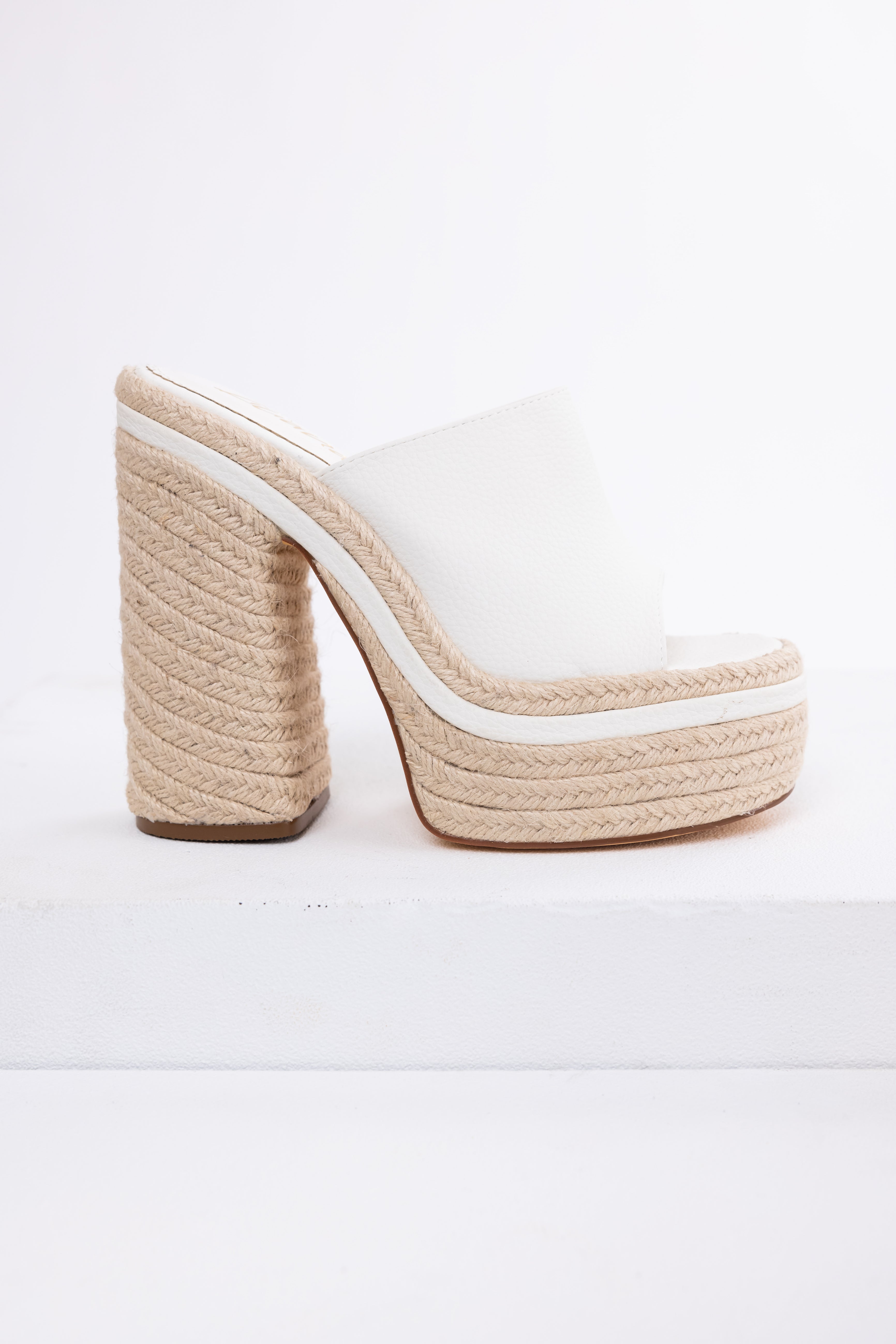 White High Heel Espadrille Platform Sandals-Newayad