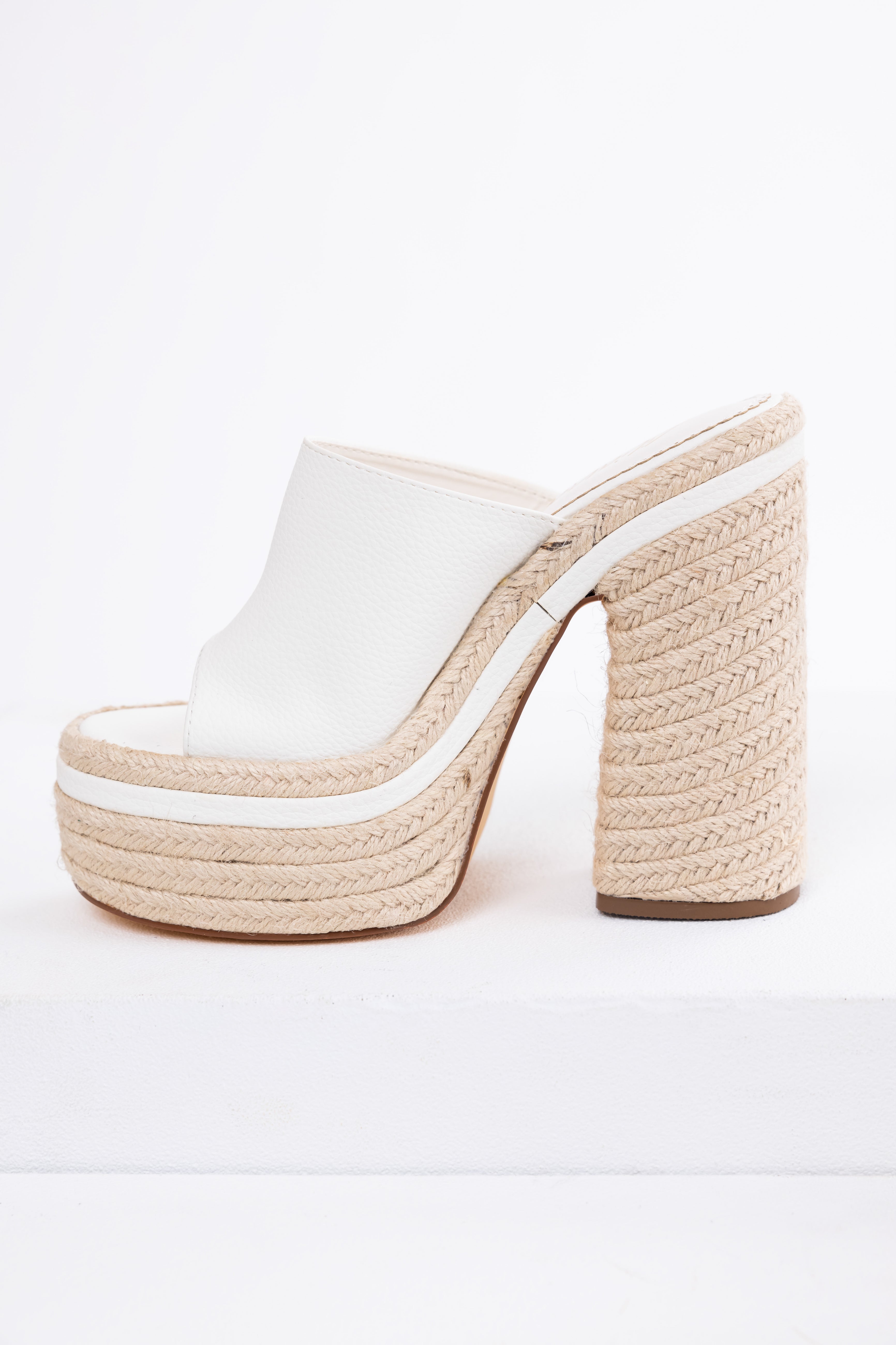 White High Heel Espadrille Platform Sandals-Newayad