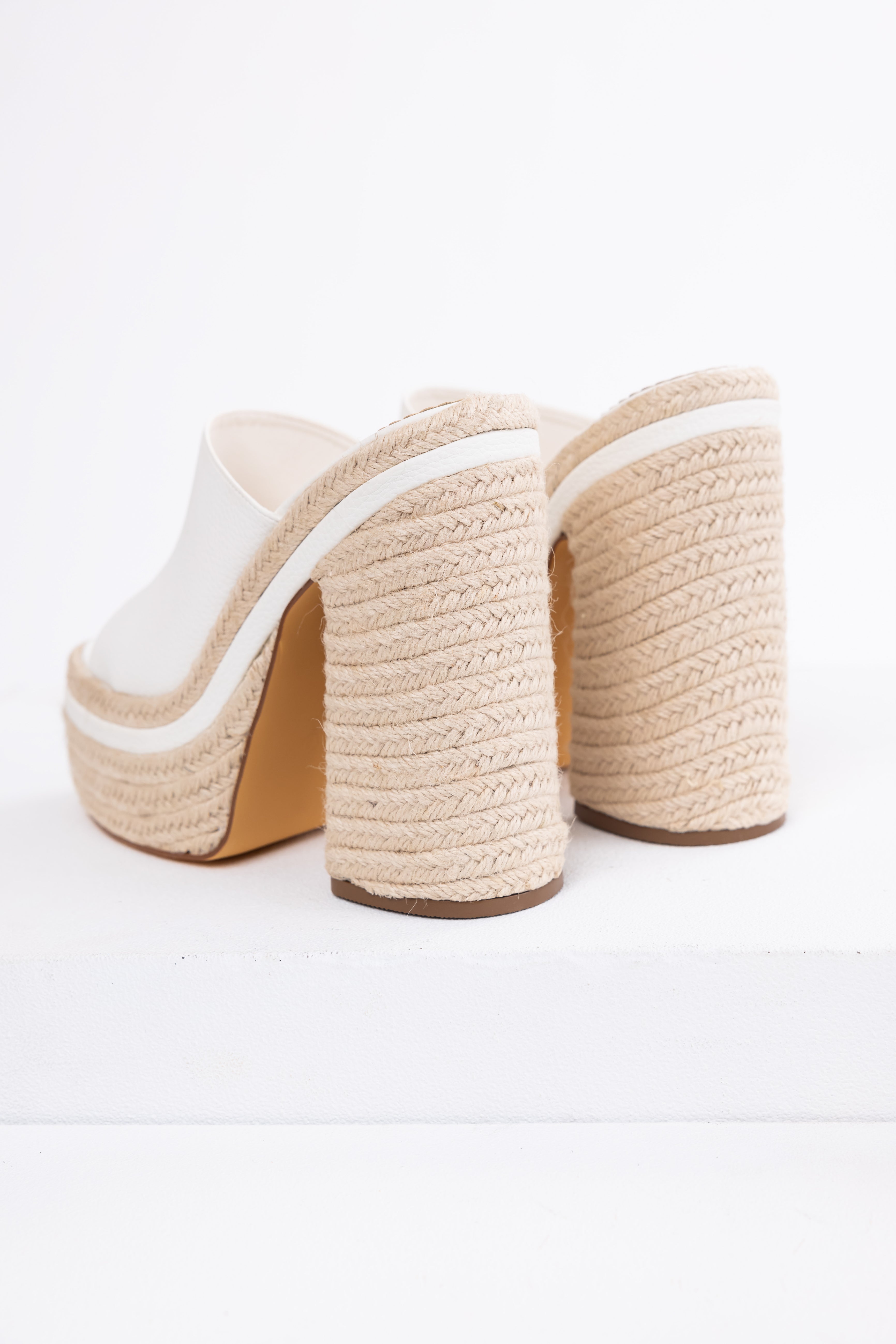 White High Heel Espadrille Platform Sandals-Newayad