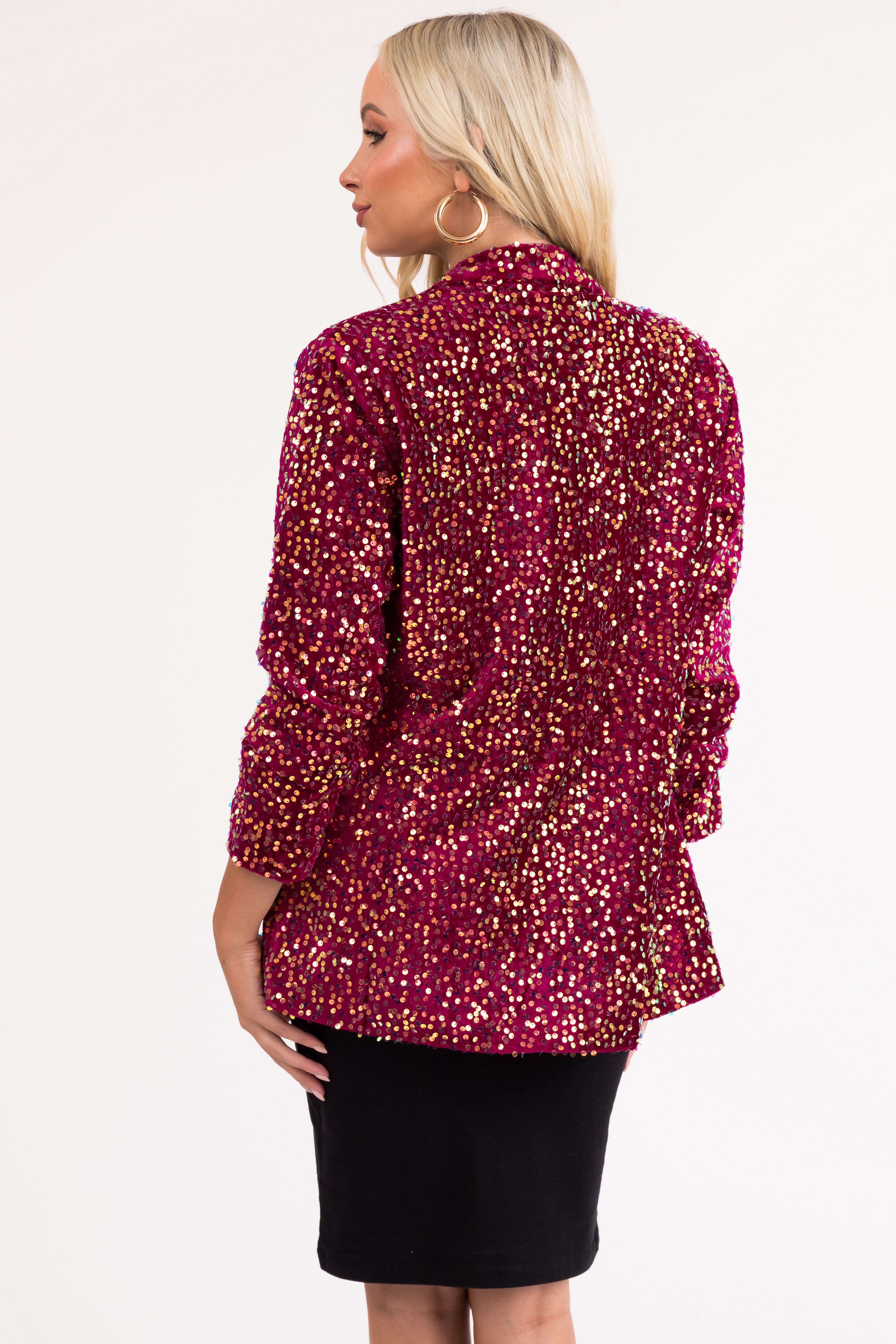 Wine and Gold Sequin Velvet Blazer-Newayad