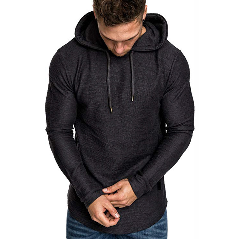 Men's Textured Solid Color High Quality Pullover Hoodies Soft Breathable